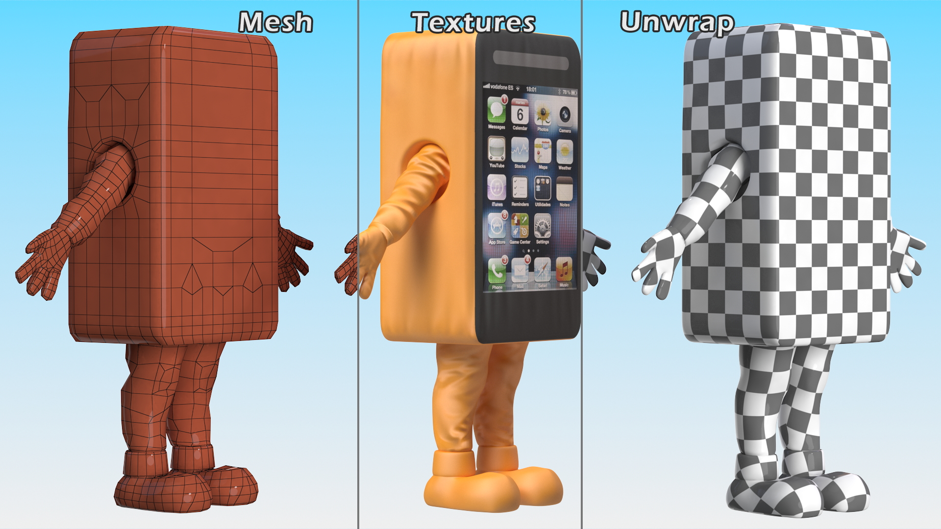 Advertising Costume IPhone Orange Rigged for Cinema 4D 3D model