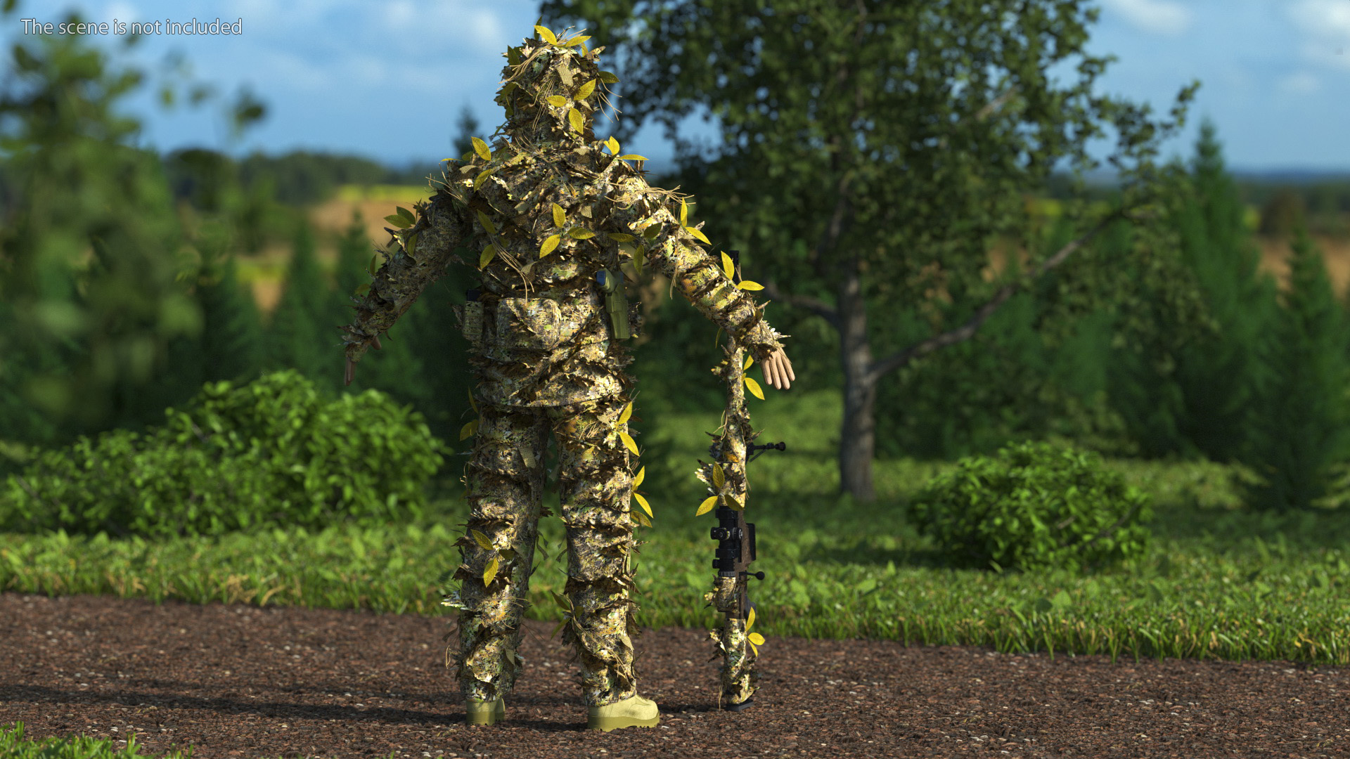 3D Sniper in Ghillie Suit Rigged for Maya model