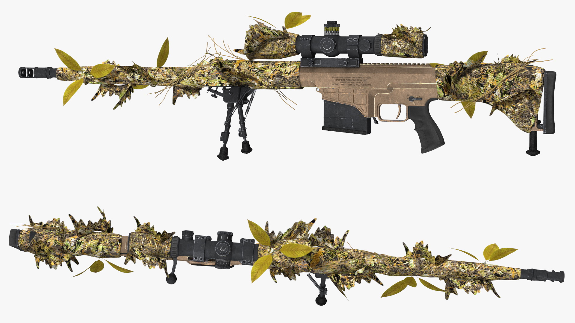3D Sniper in Ghillie Suit Rigged for Maya model