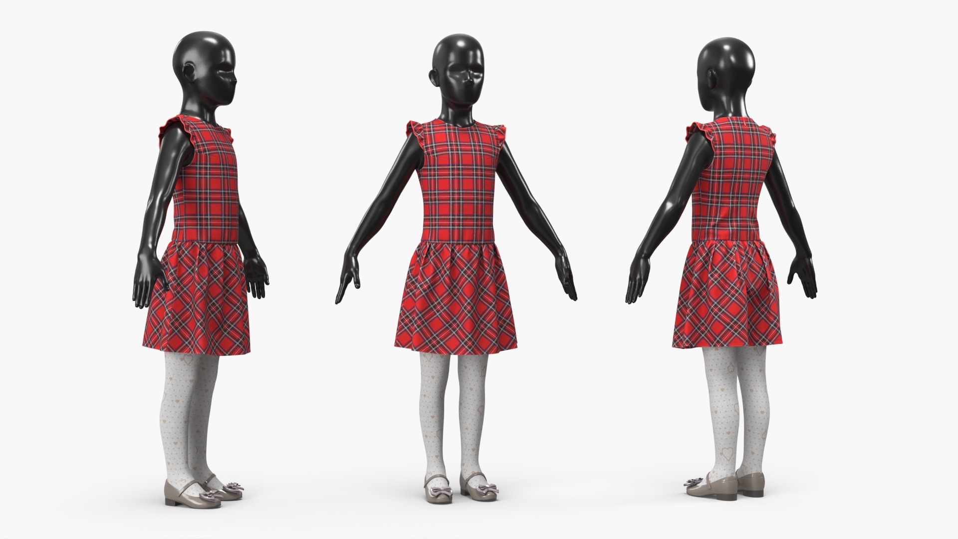 Girls Tartan Outfit Set Red - view 3