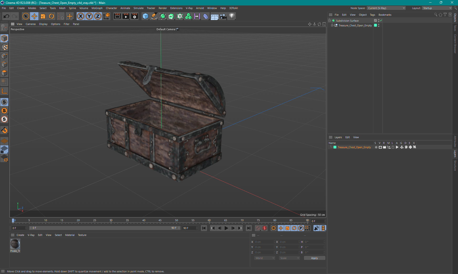 3D model Treasure Chest Open Empty