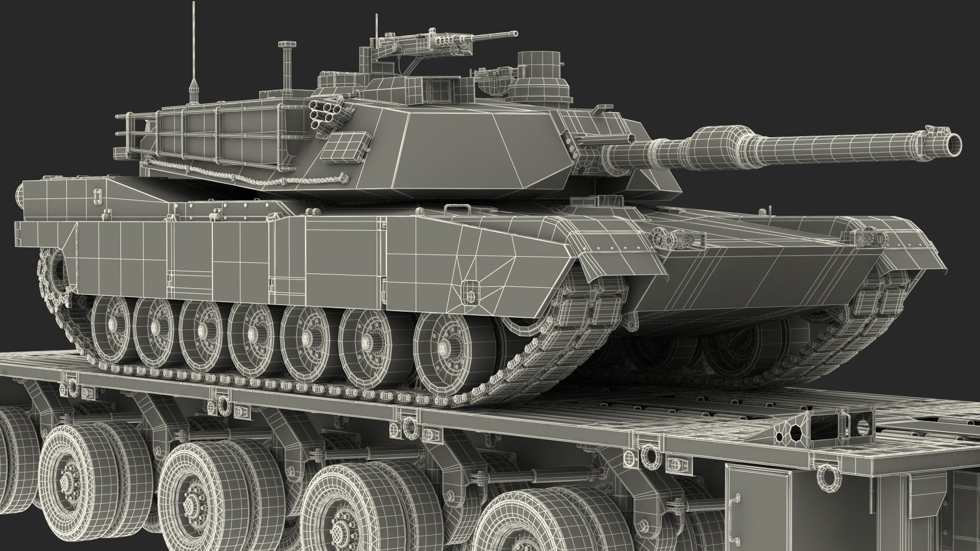 3D Transporter Oshkosh Global HET A1 with M1 Abrams model