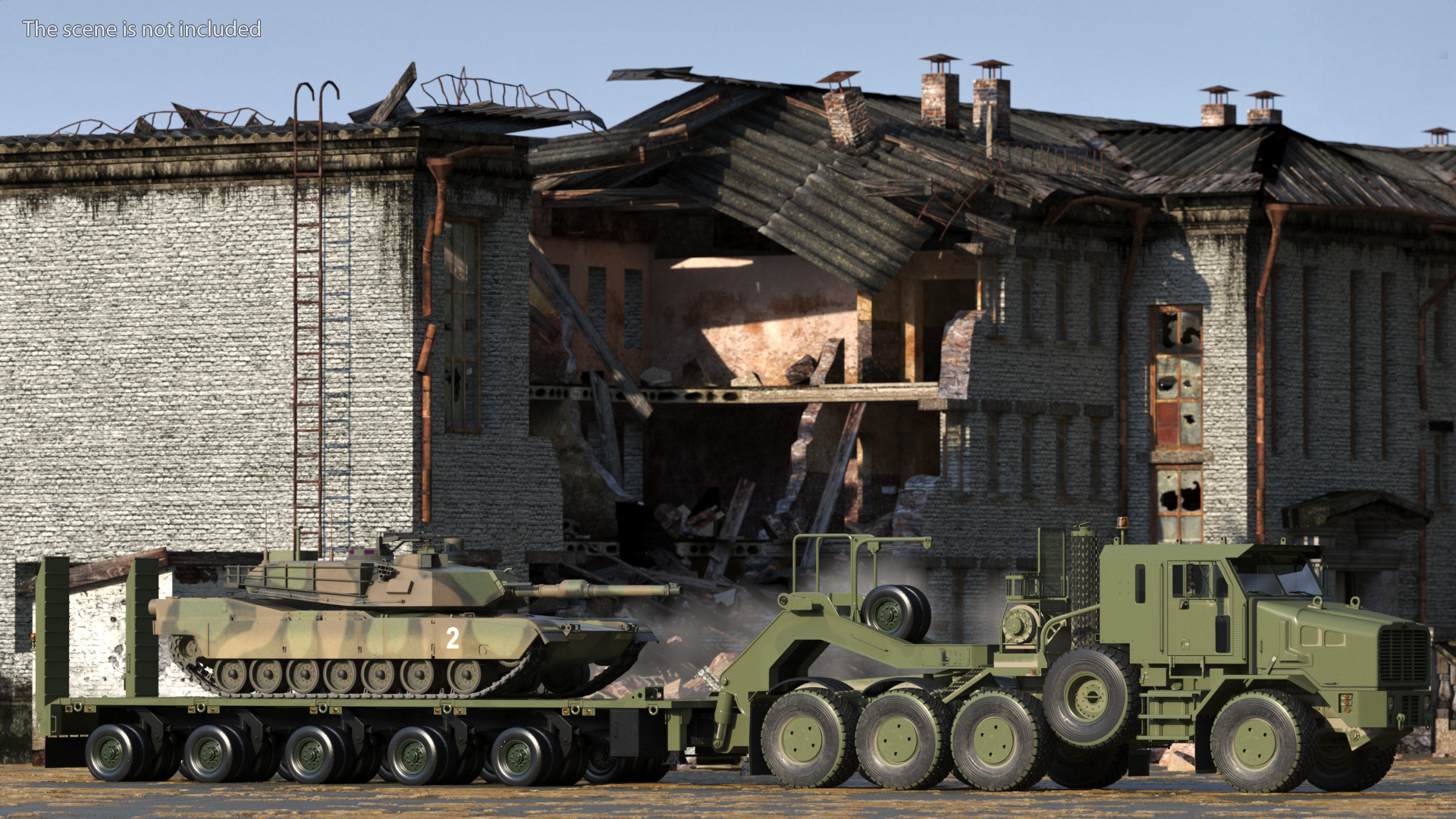 3D Transporter Oshkosh Global HET A1 with M1 Abrams model