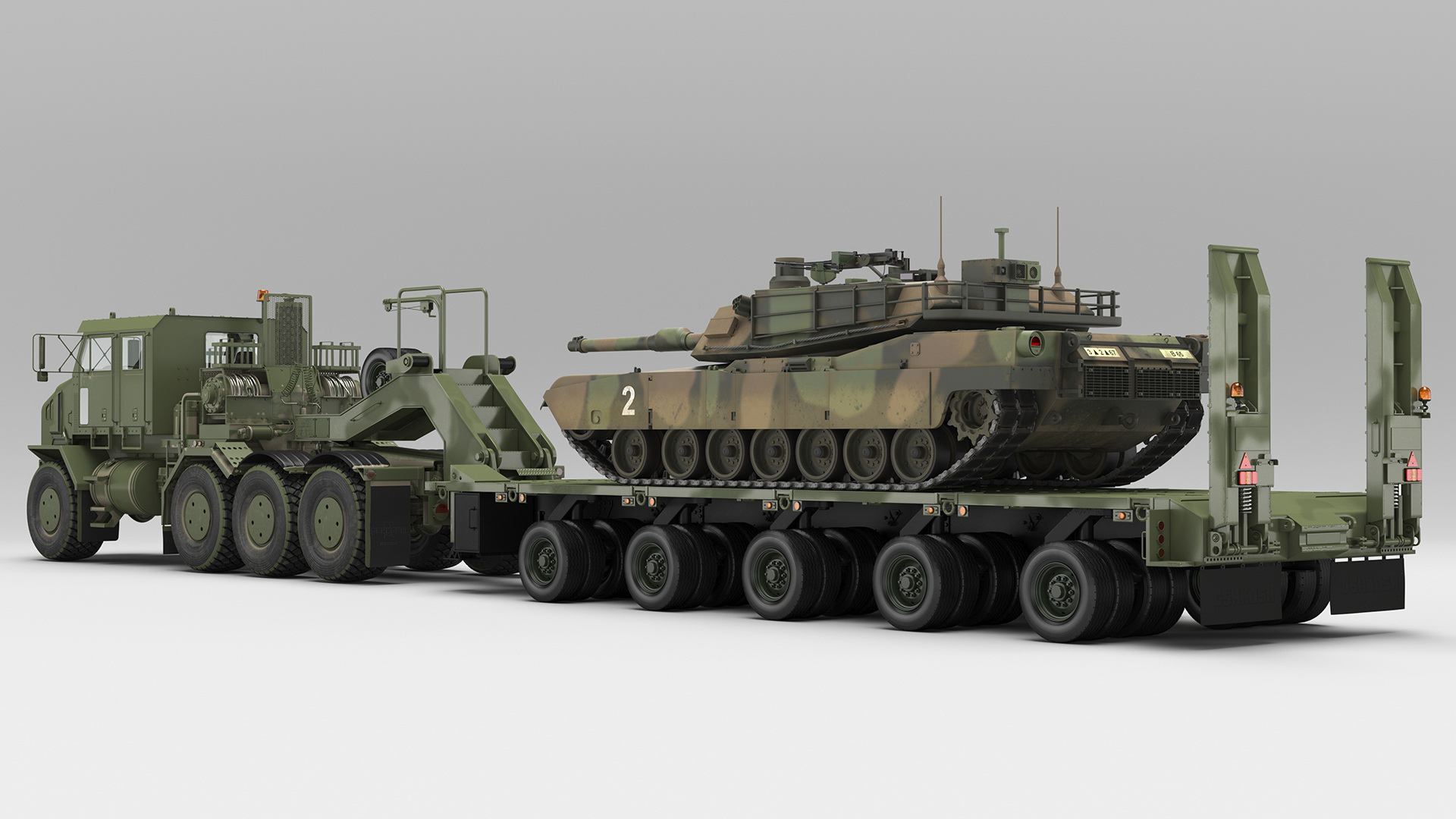 3D Transporter Oshkosh Global HET A1 with M1 Abrams model