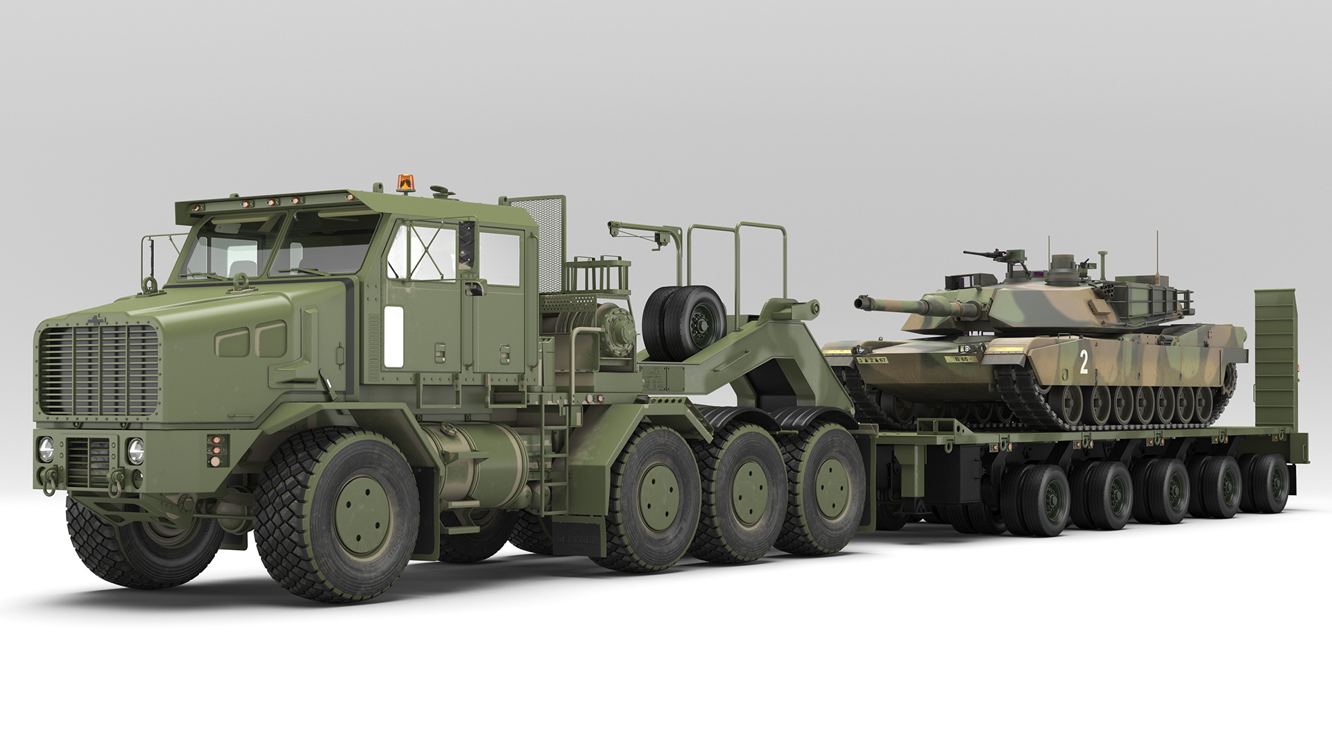 3D Transporter Oshkosh Global HET A1 with M1 Abrams model