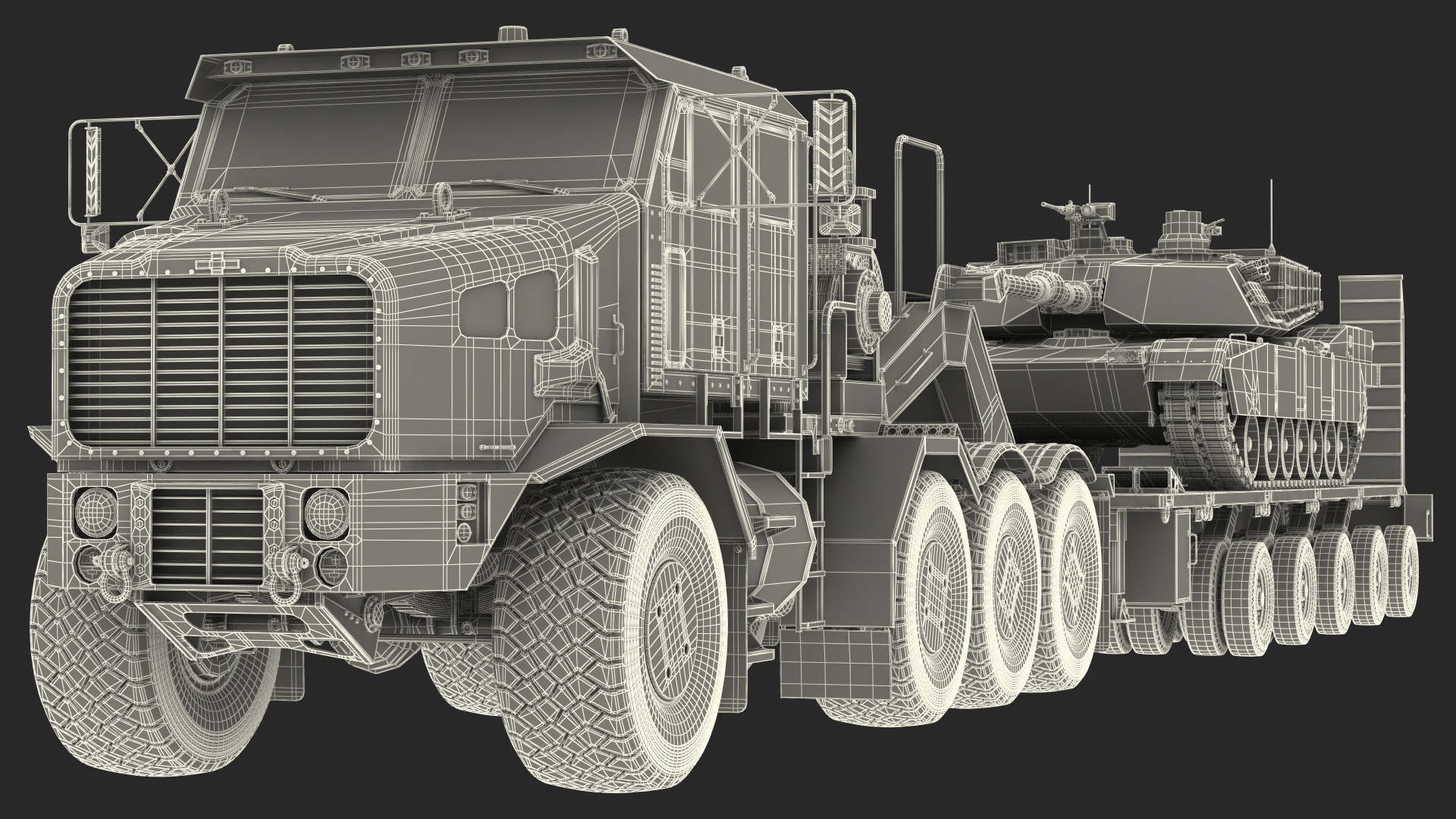 3D Transporter Oshkosh Global HET A1 with M1 Abrams model