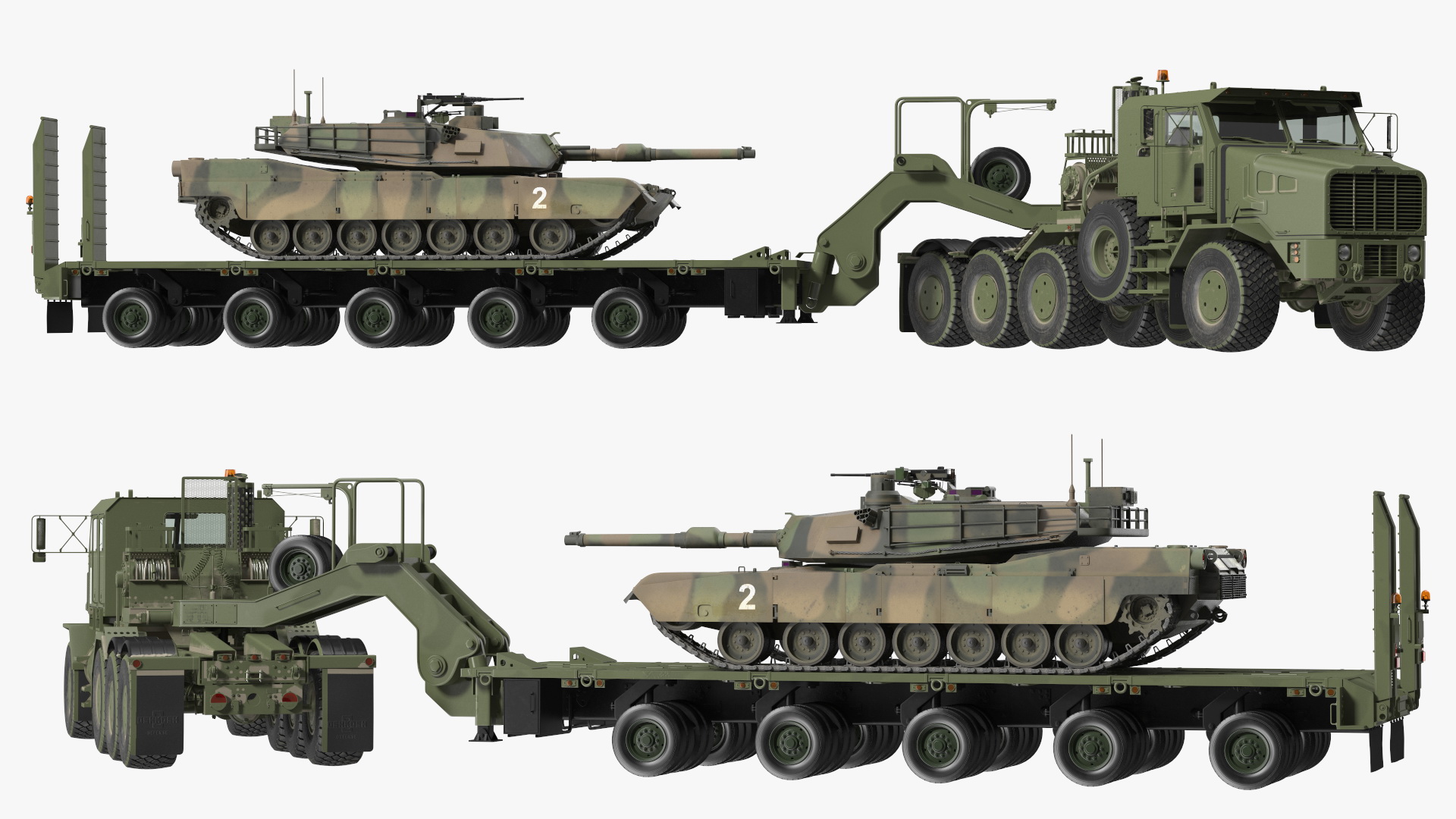 3D Transporter Oshkosh Global HET A1 with M1 Abrams model