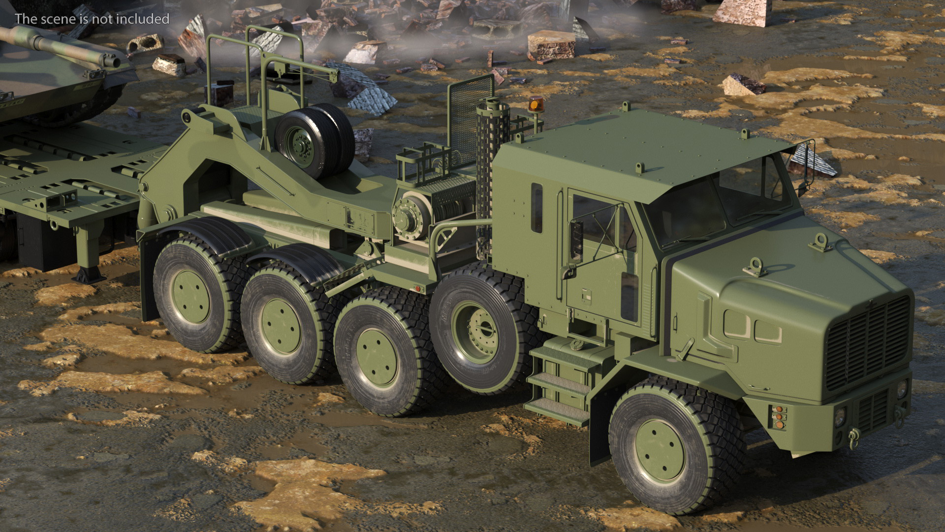 3D Transporter Oshkosh Global HET A1 with M1 Abrams model