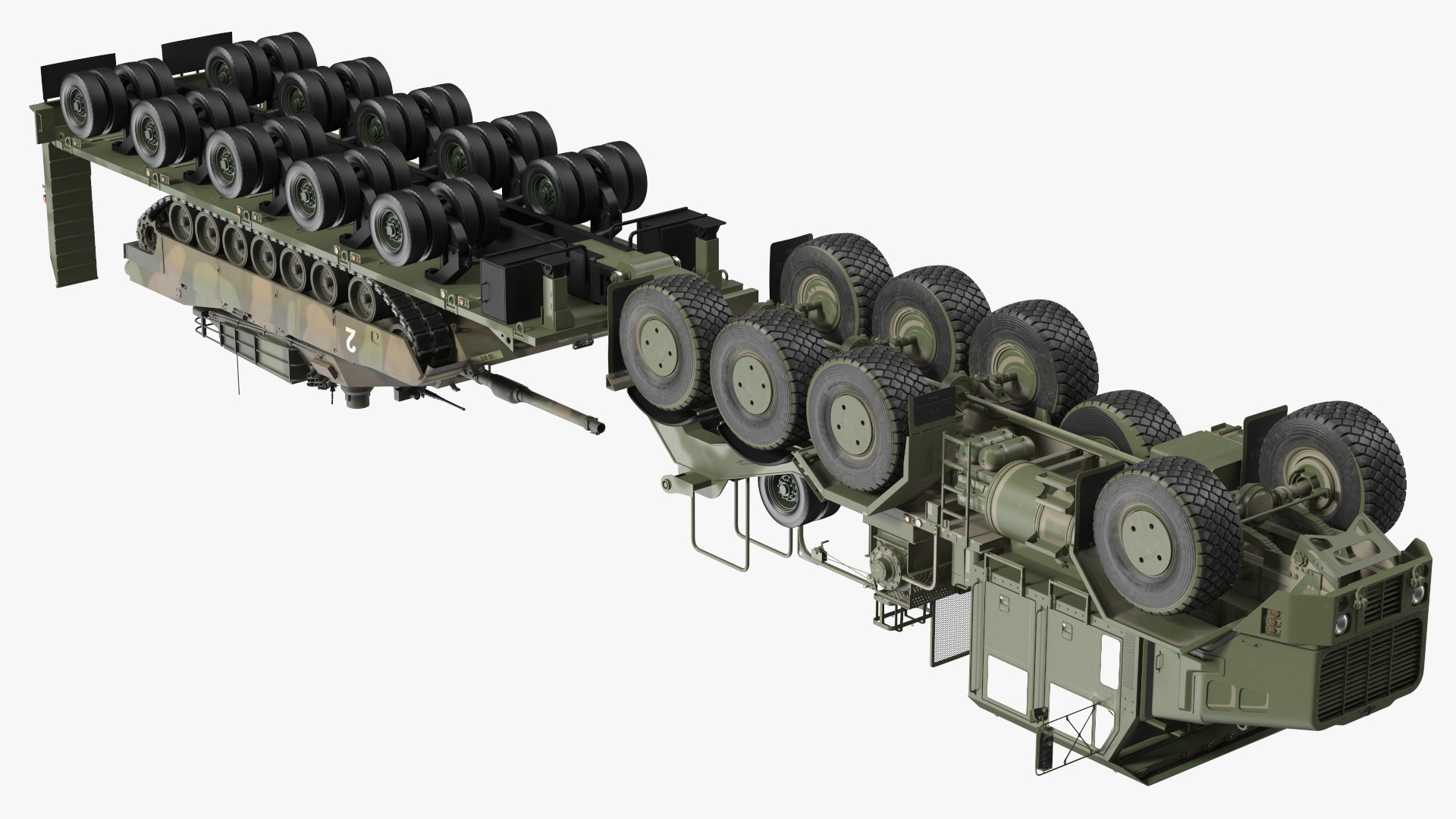 3D Transporter Oshkosh Global HET A1 with M1 Abrams model