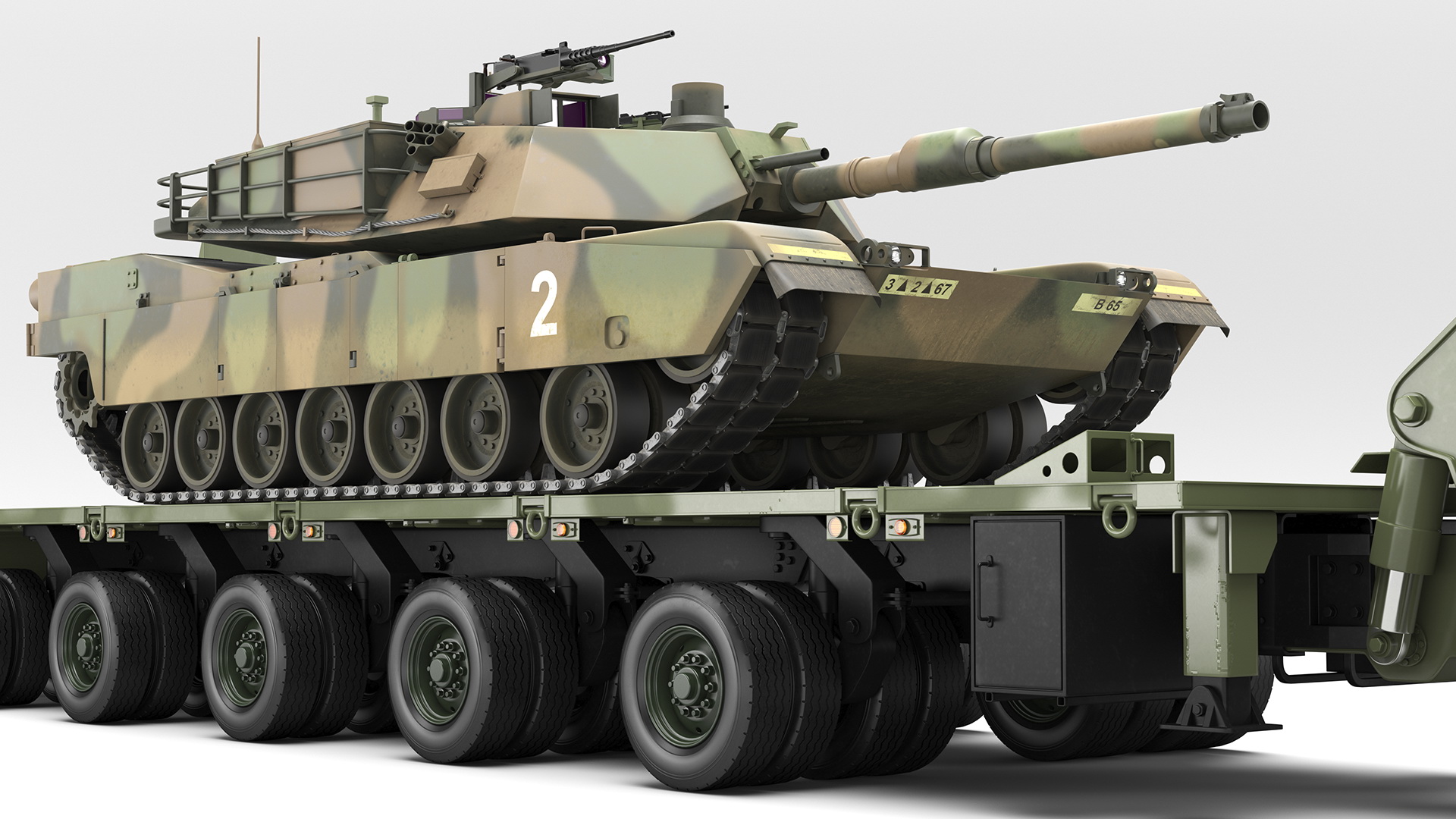 3D Transporter Oshkosh Global HET A1 with M1 Abrams model