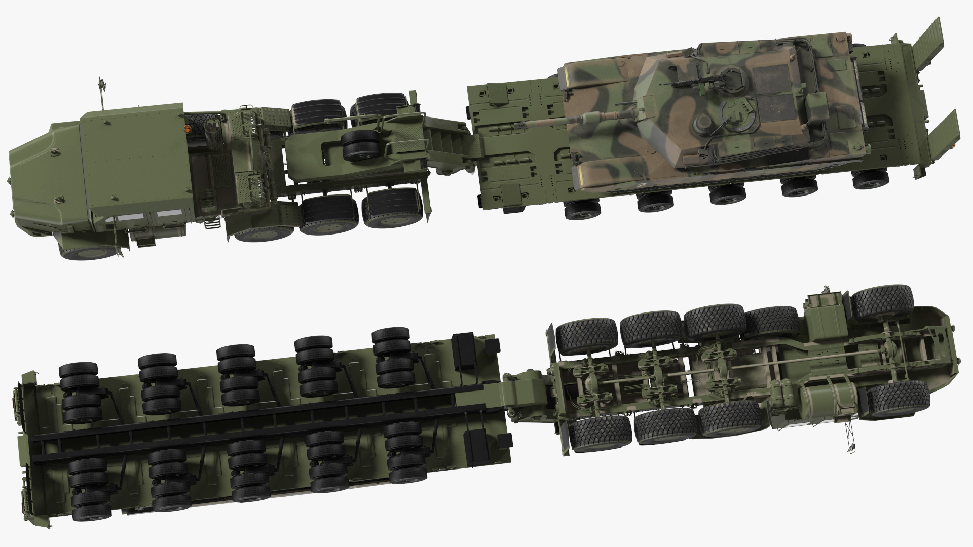 3D Transporter Oshkosh Global HET A1 with M1 Abrams model