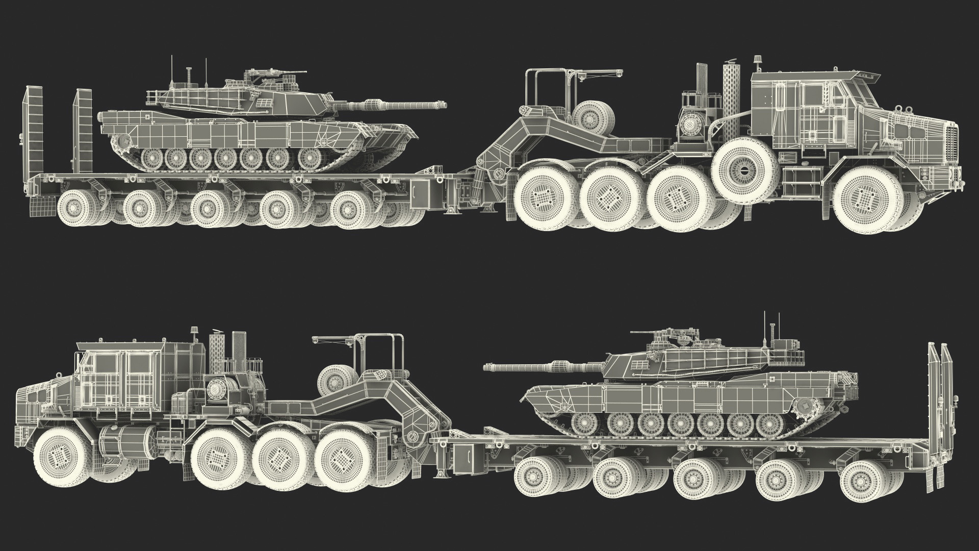 3D Transporter Oshkosh Global HET A1 with M1 Abrams model