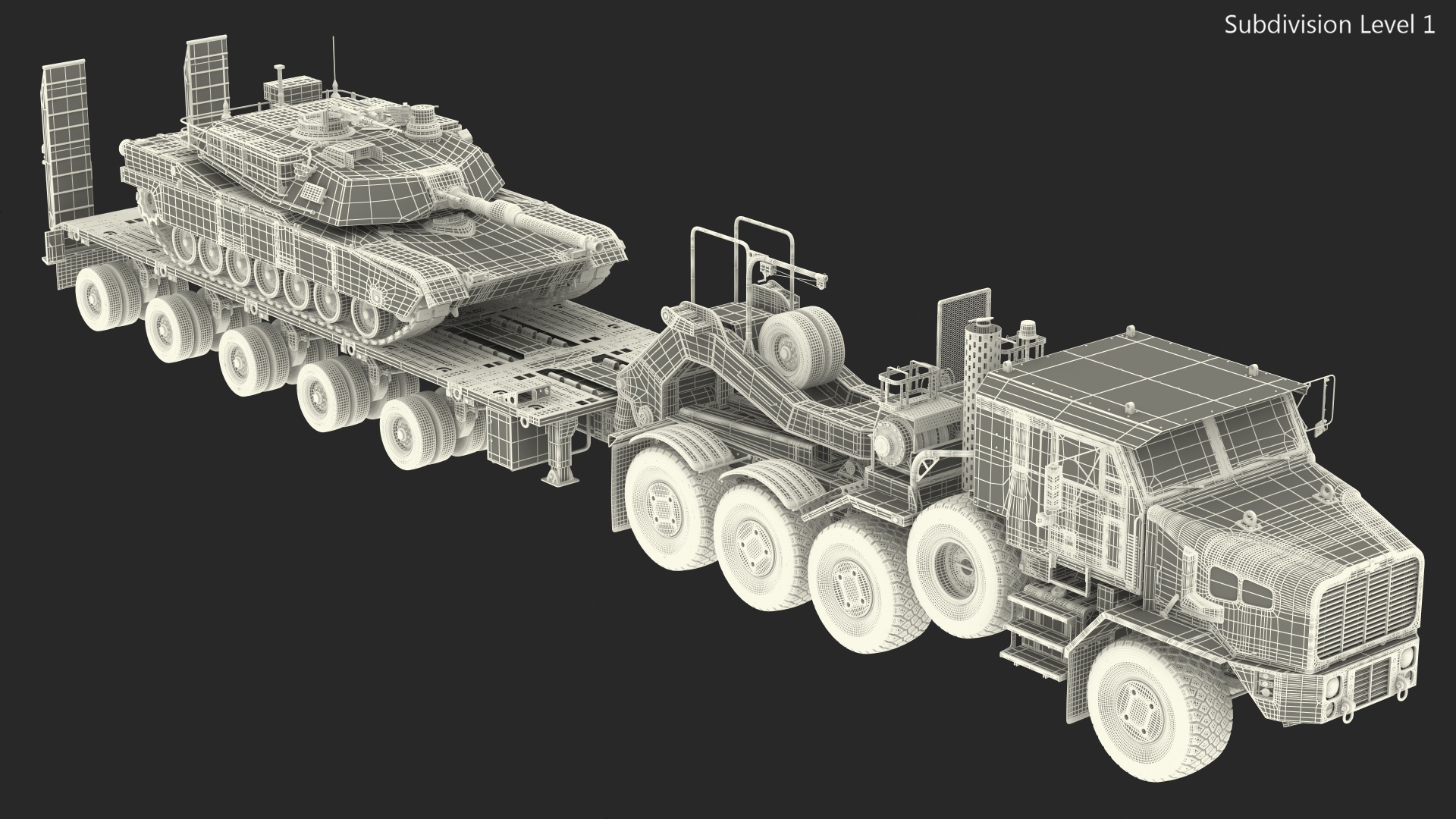 3D Transporter Oshkosh Global HET A1 with M1 Abrams model