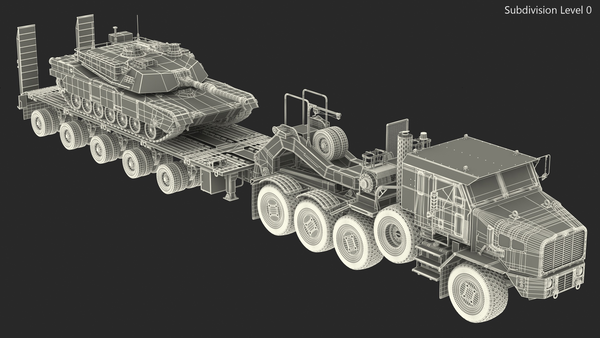 3D Transporter Oshkosh Global HET A1 with M1 Abrams model