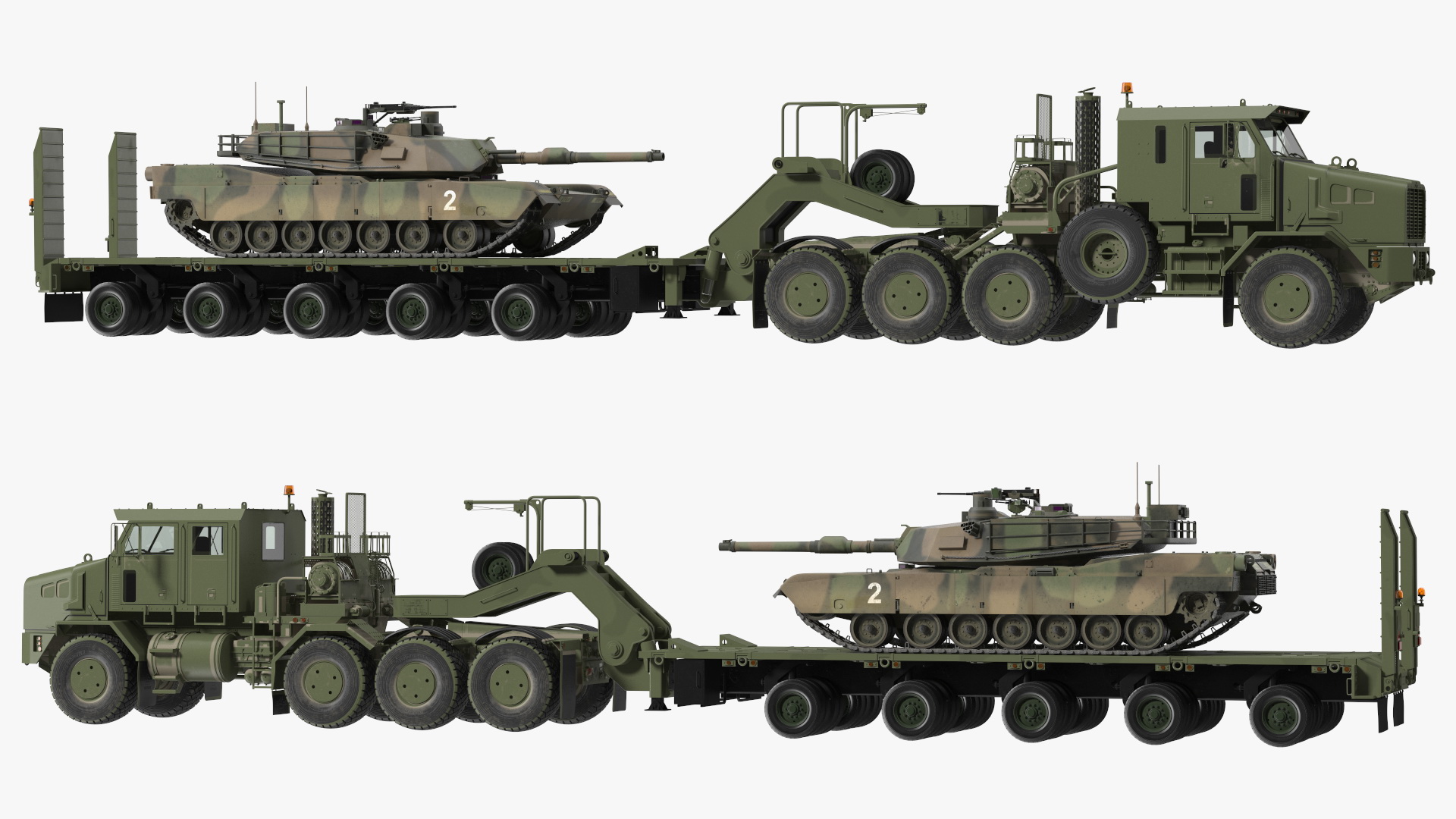 3D Transporter Oshkosh Global HET A1 with M1 Abrams model