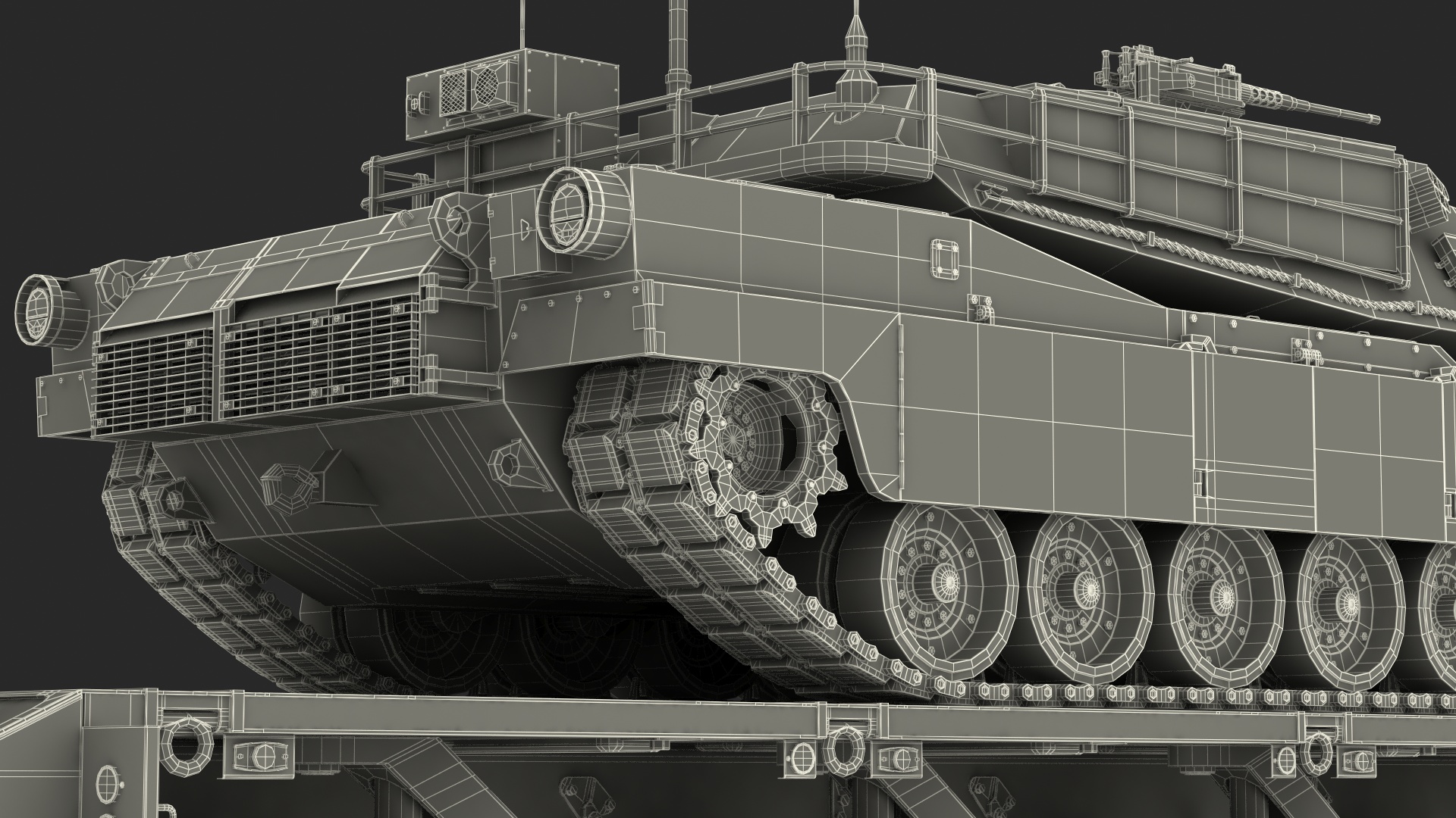3D Transporter Oshkosh Global HET A1 with M1 Abrams model