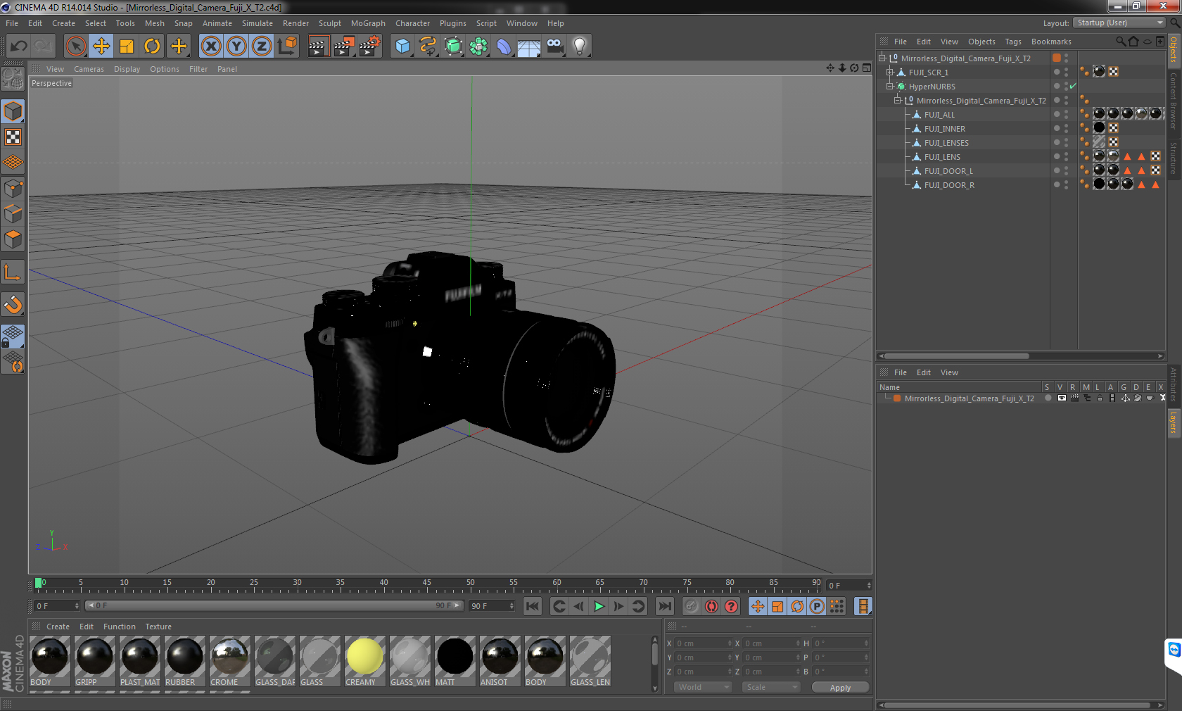 3D model Mirrorless Digital Camera Fuji X T2