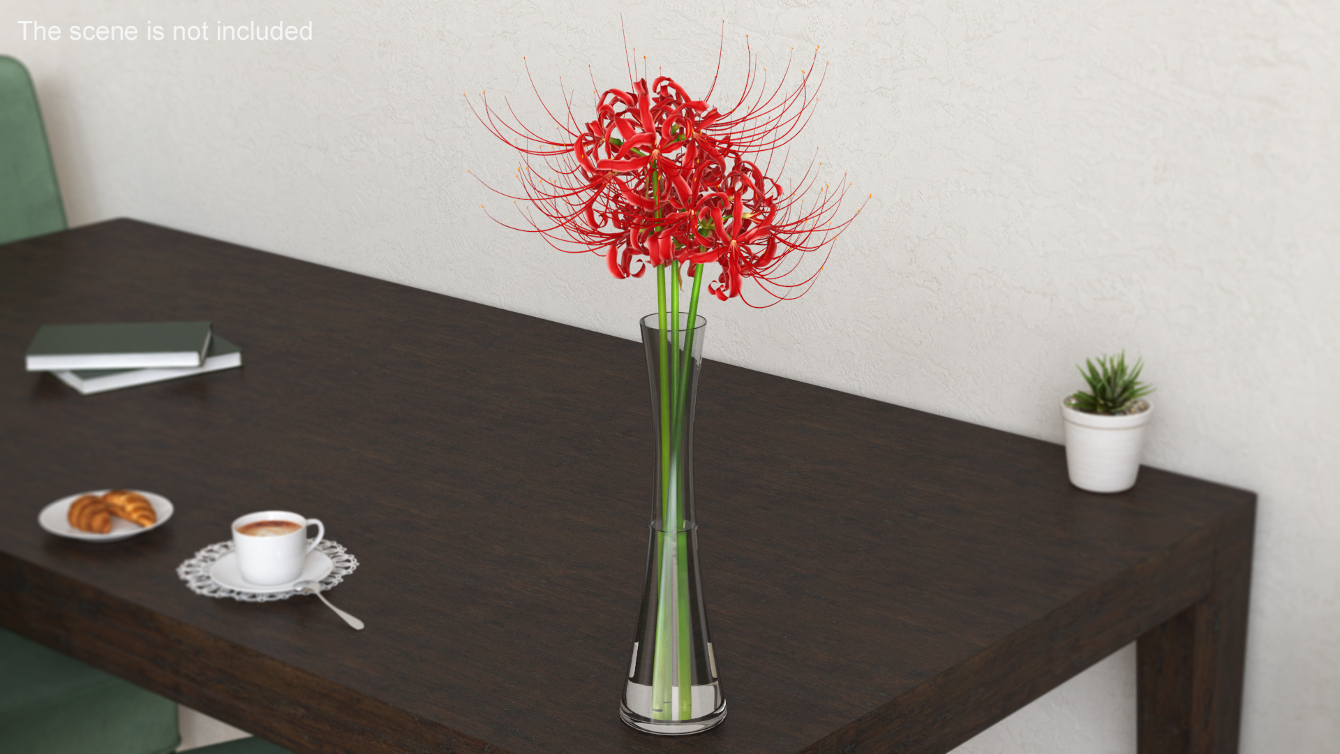 3D Bouquet of Spider Lilies in Glass Vase model