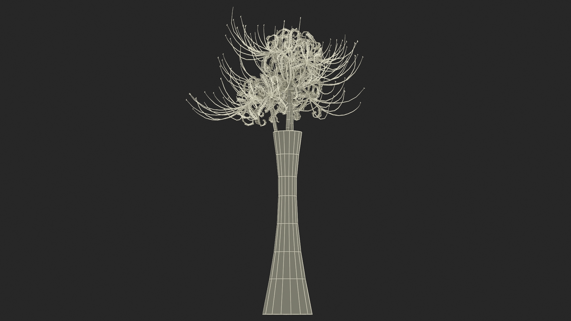 3D Bouquet of Spider Lilies in Glass Vase model