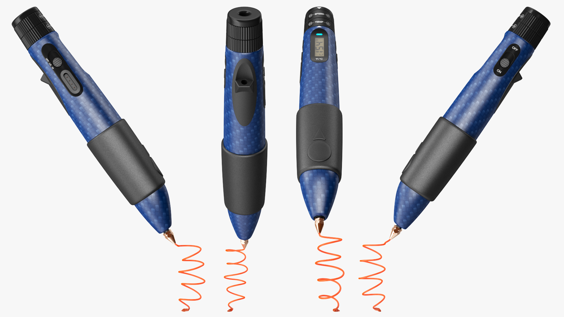 3D 3D Printing Pen Blue Extrudes Spiral