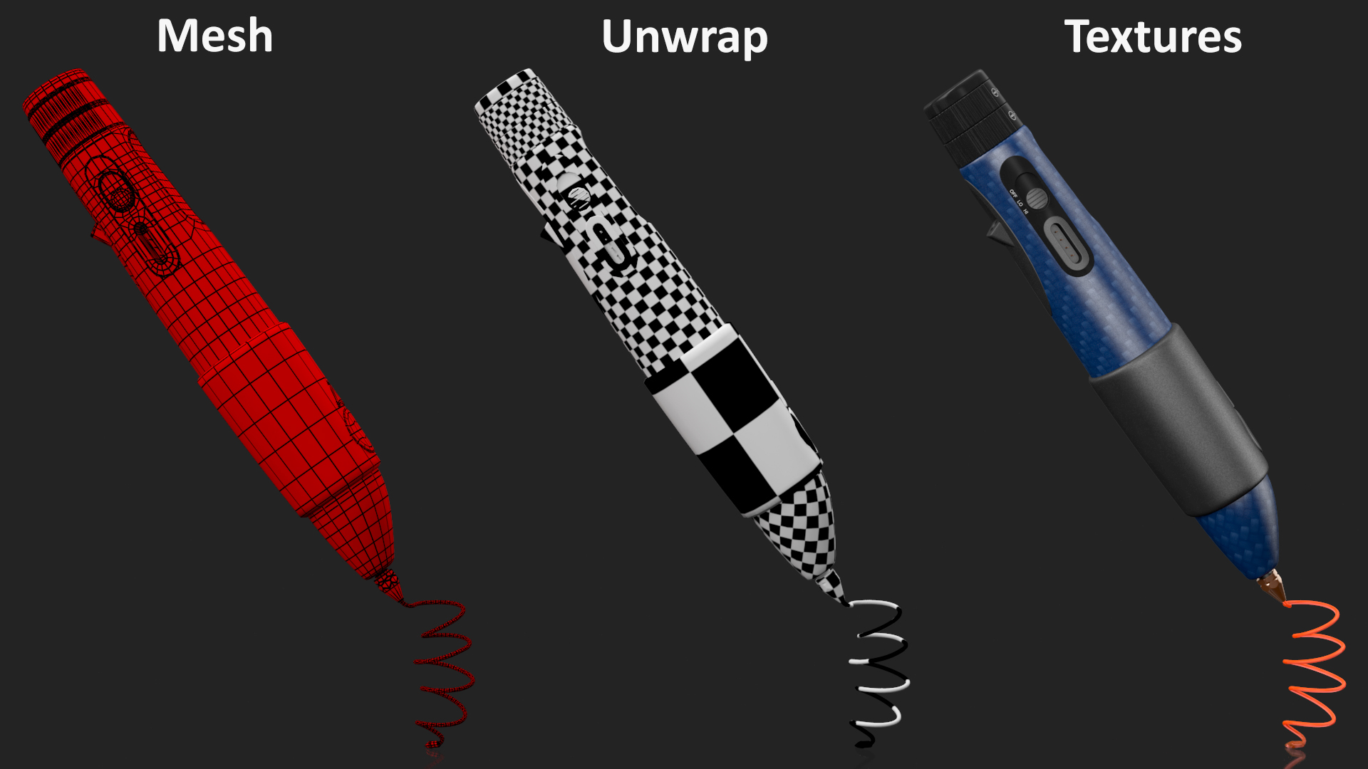 3D 3D Printing Pen Blue Extrudes Spiral