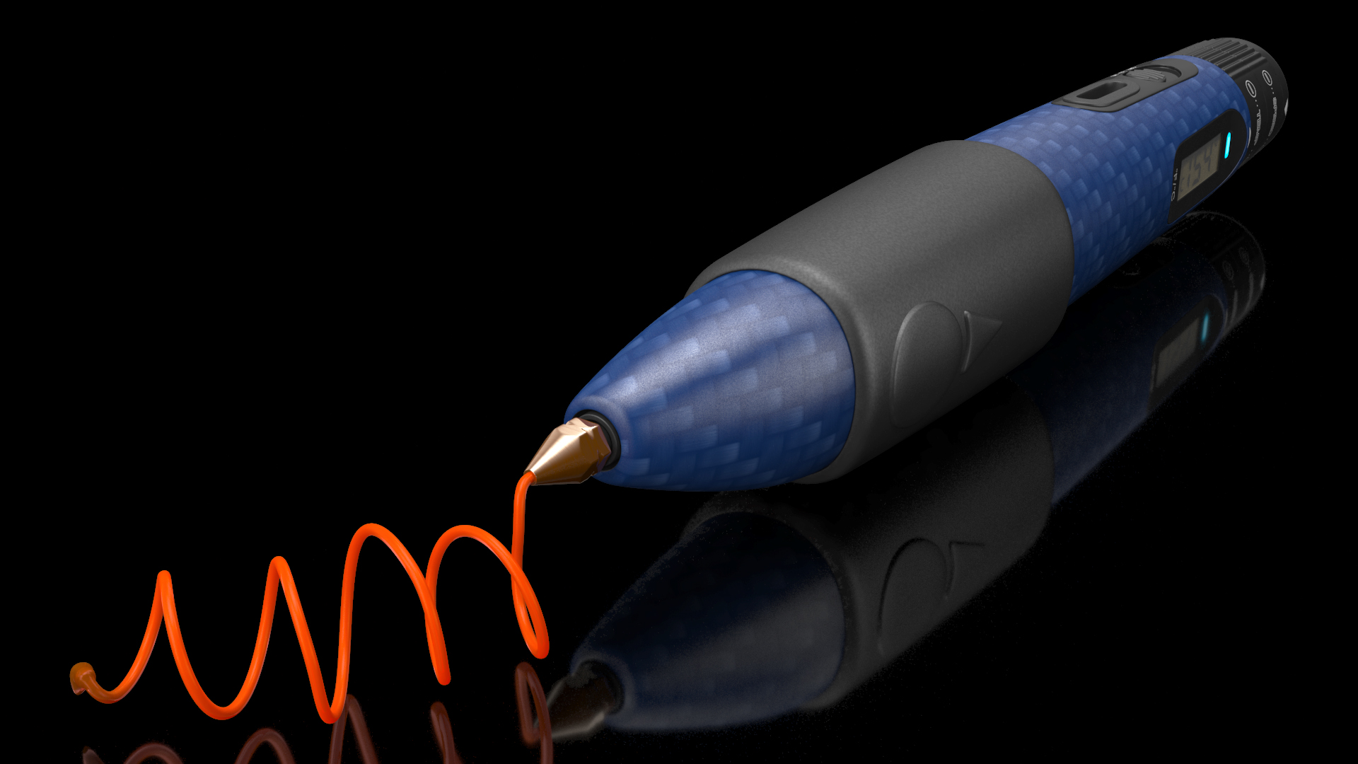 3D 3D Printing Pen Blue Extrudes Spiral
