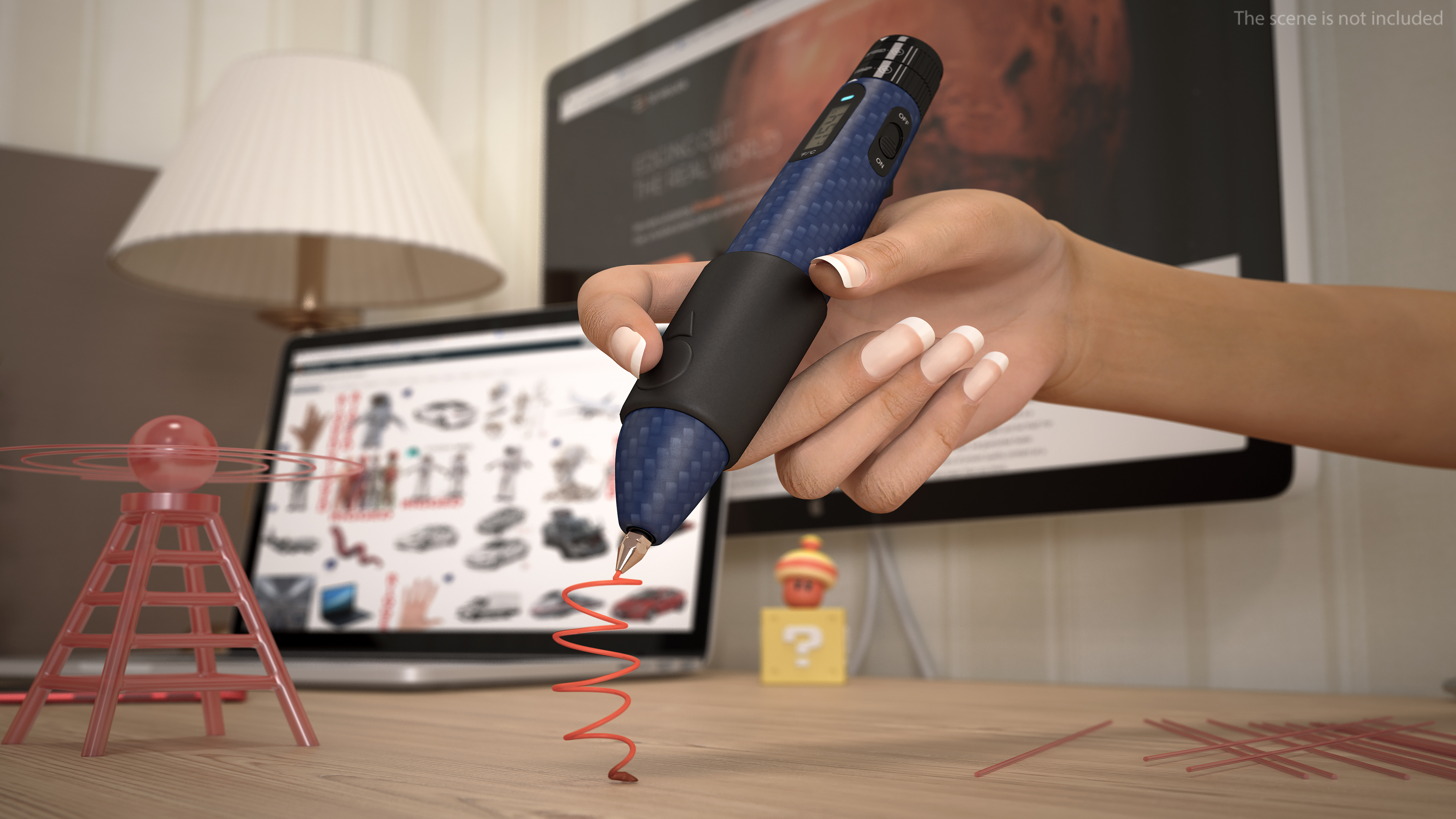 3D 3D Printing Pen Blue Extrudes Spiral
