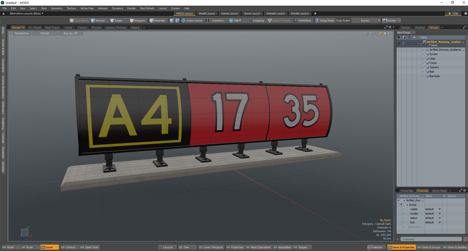 Airfiled Runway Guidance Sign 3D model