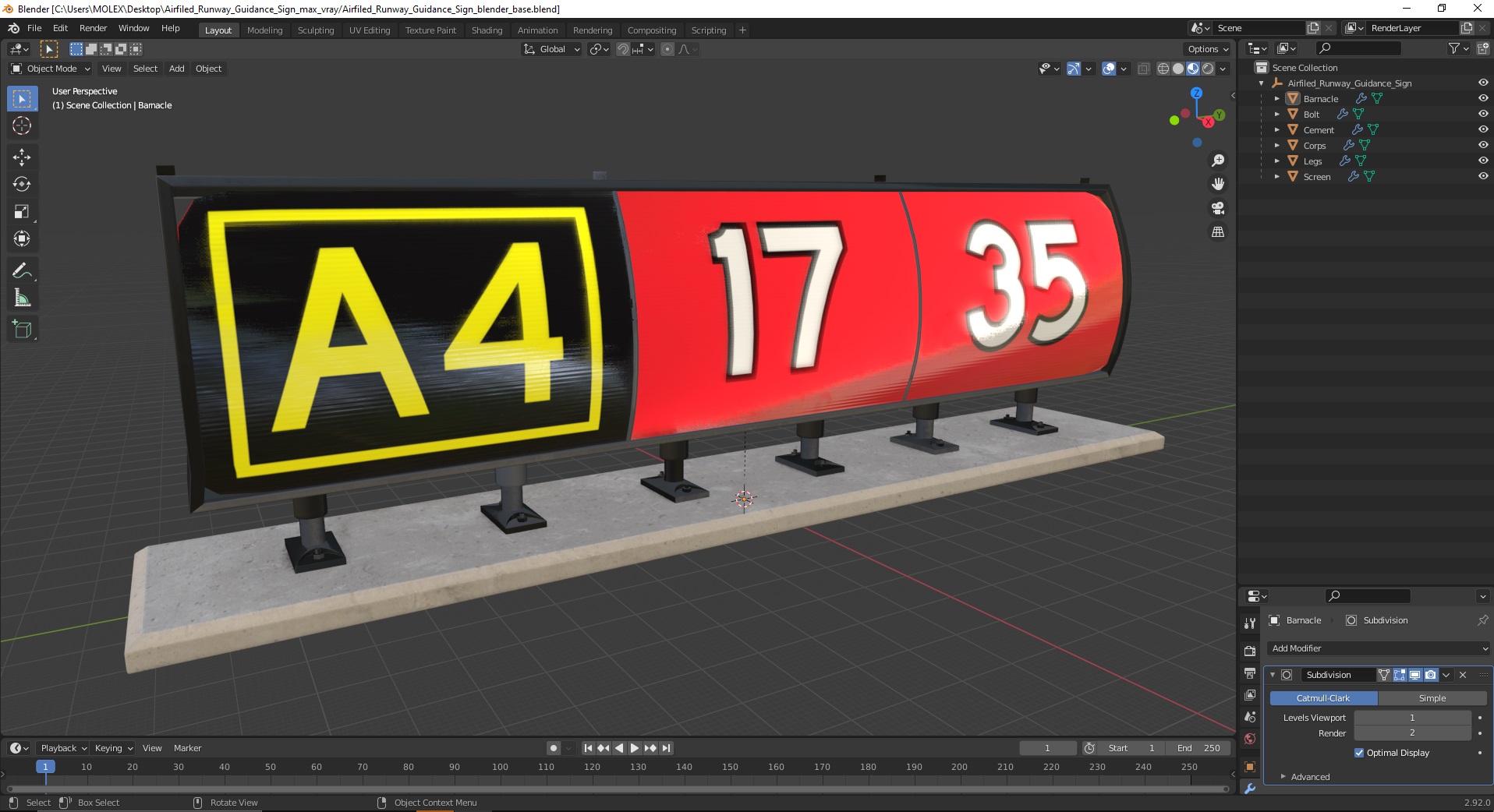 Airfiled Runway Guidance Sign 3D model