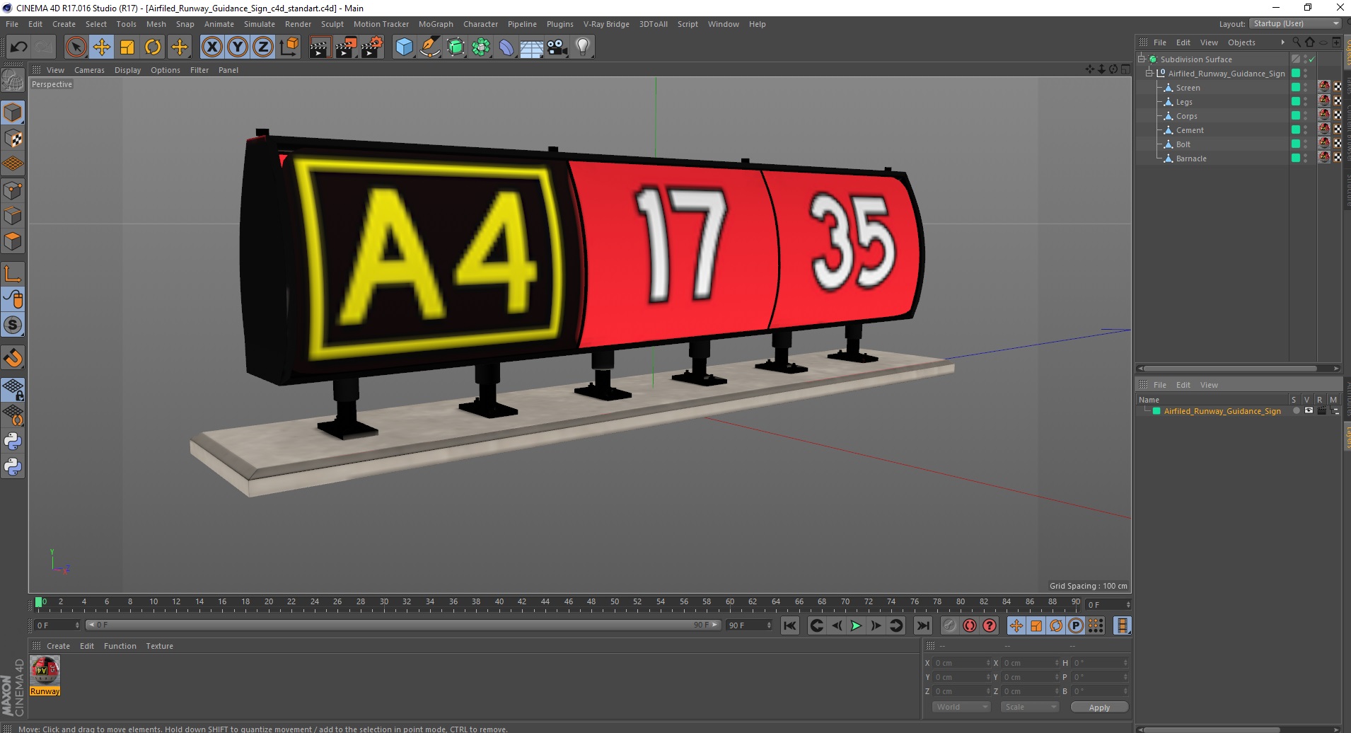 Airfiled Runway Guidance Sign 3D model
