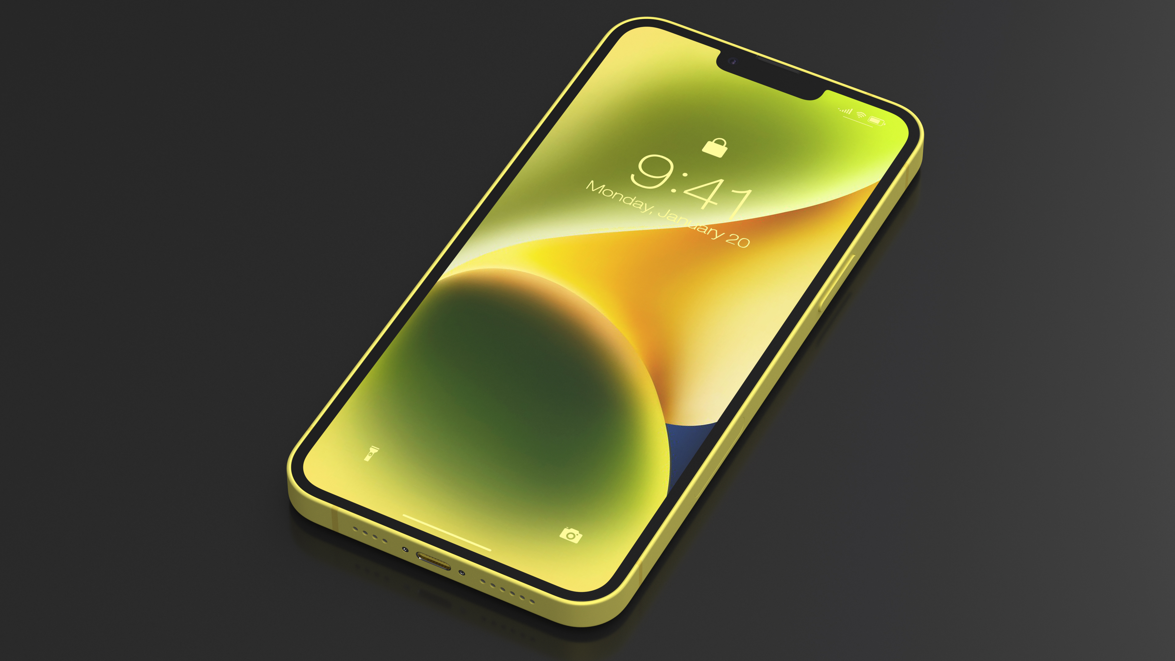 3D iPhone 14 Plus Yellow