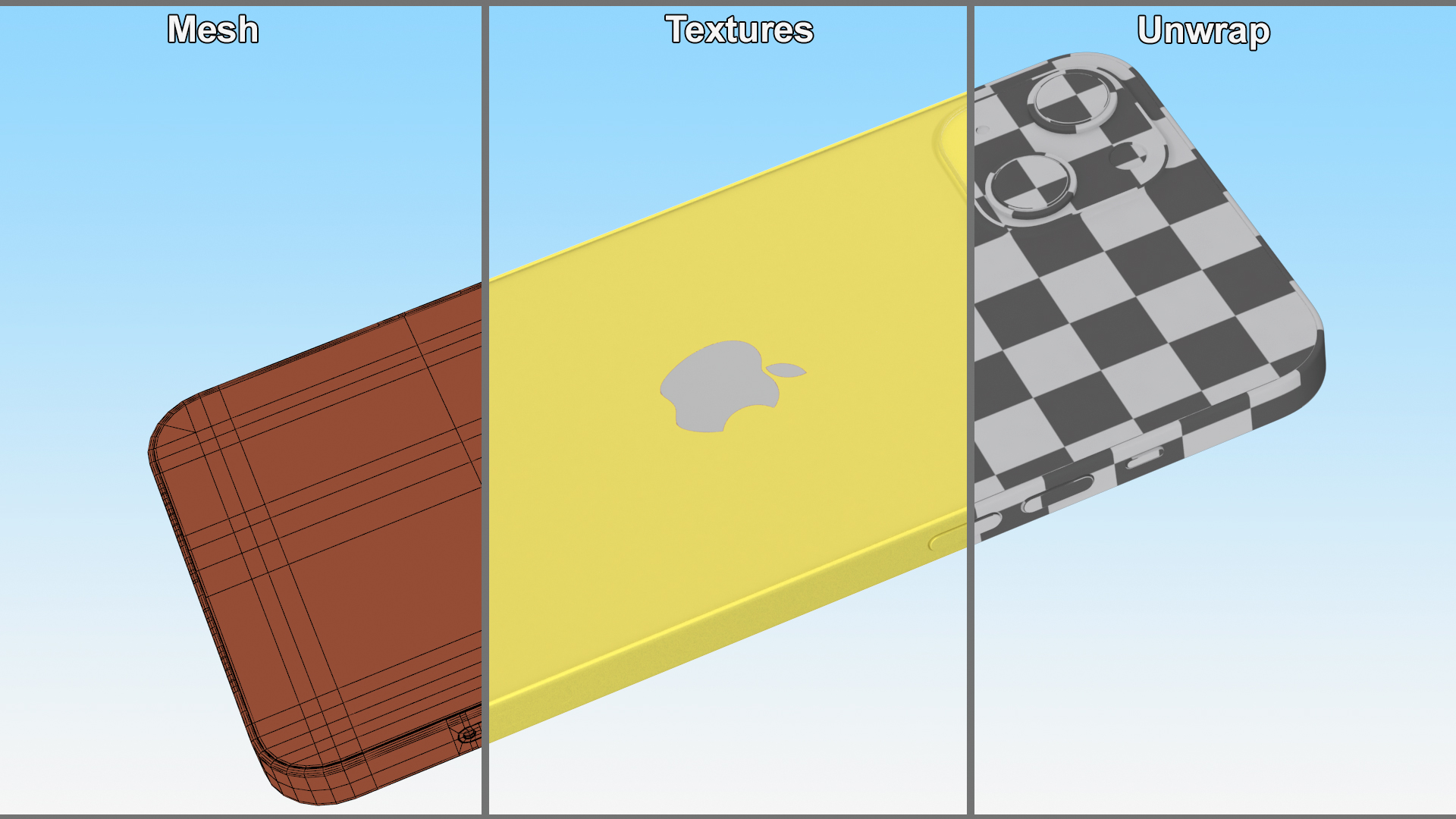3D iPhone 14 Plus Yellow