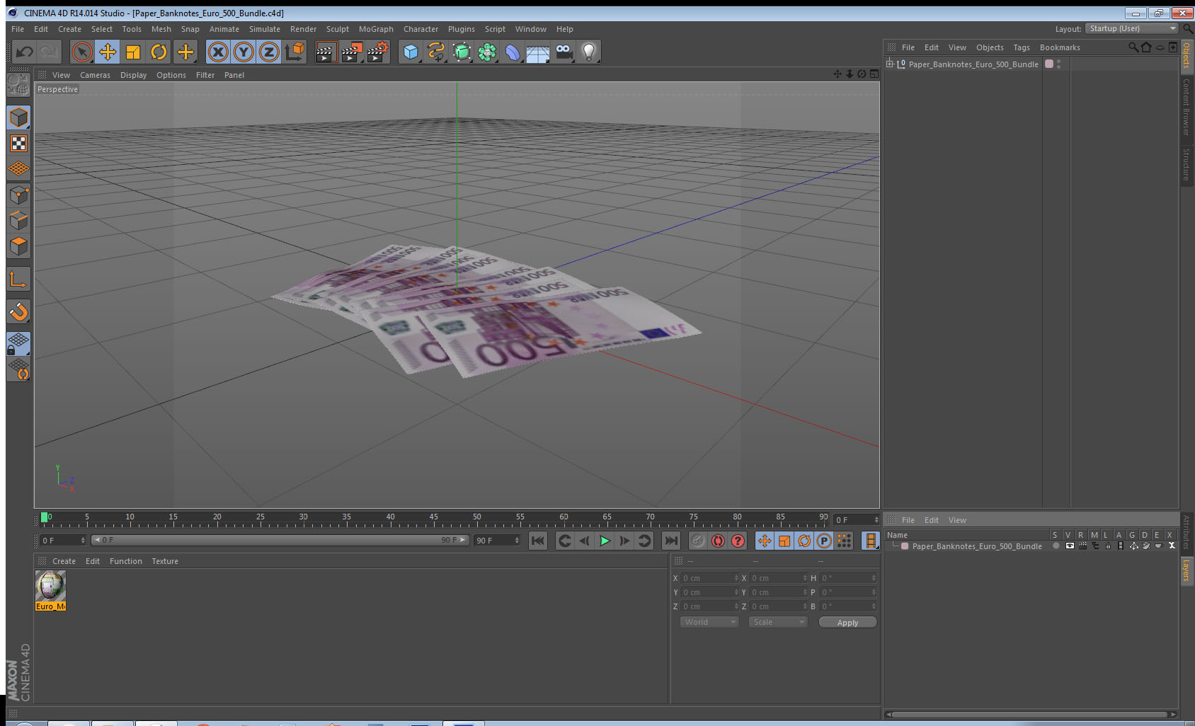 3D Paper Banknotes Euro 500 Bundle