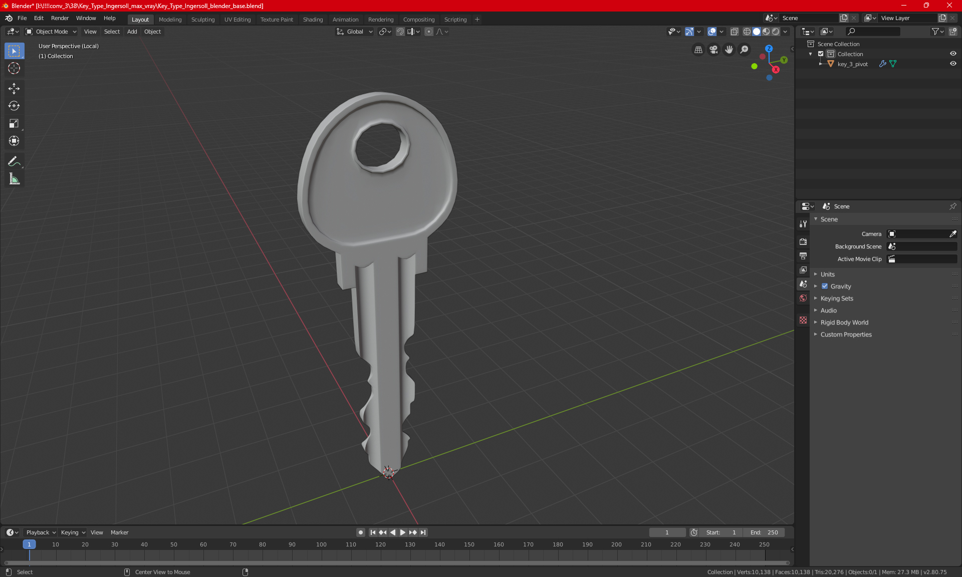 3D Key Type Ingersoll model