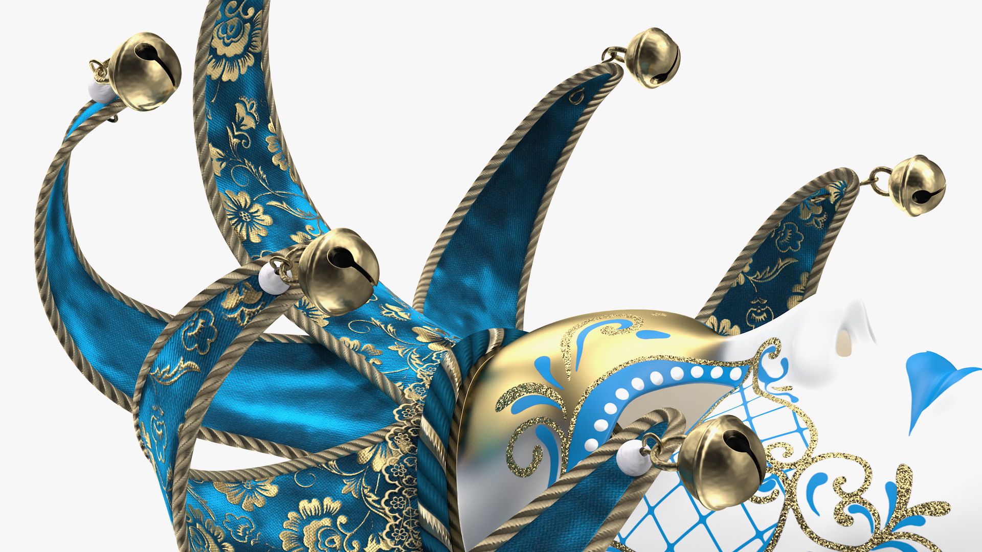 Blue Venetian Full Face Carnival Mask 3D