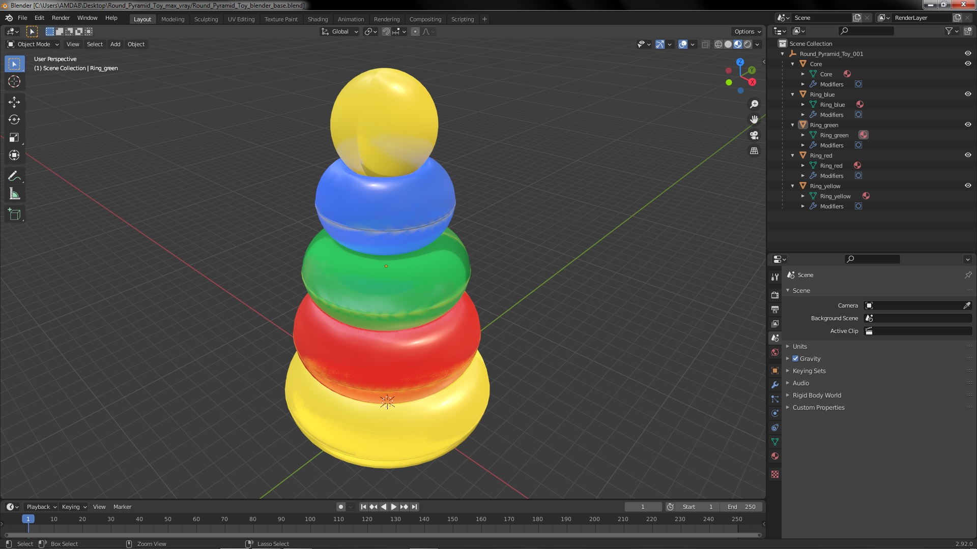 Round Pyramid Toy 3D
