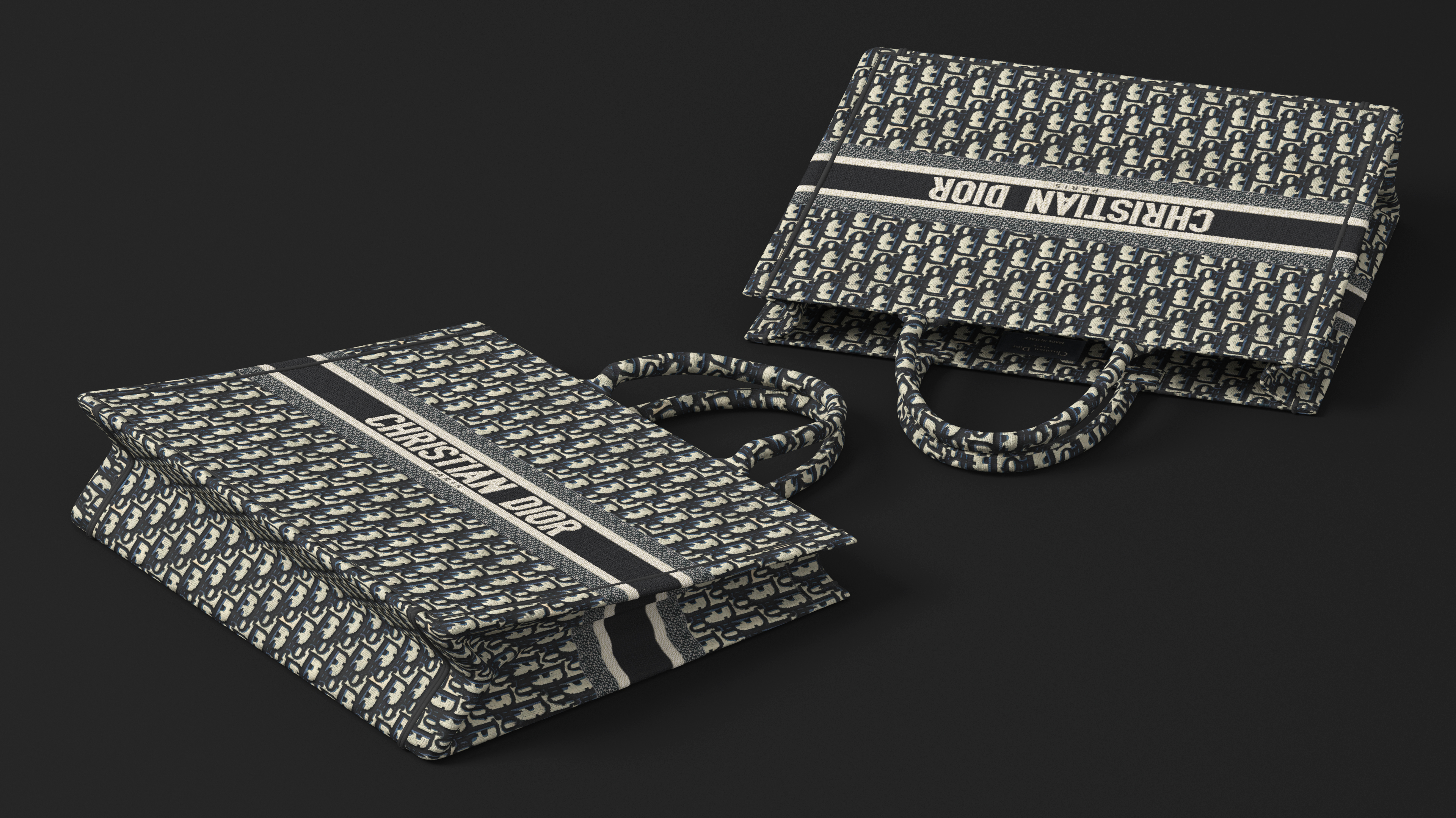 3D model Dior Embroidery Tote Bag Beige