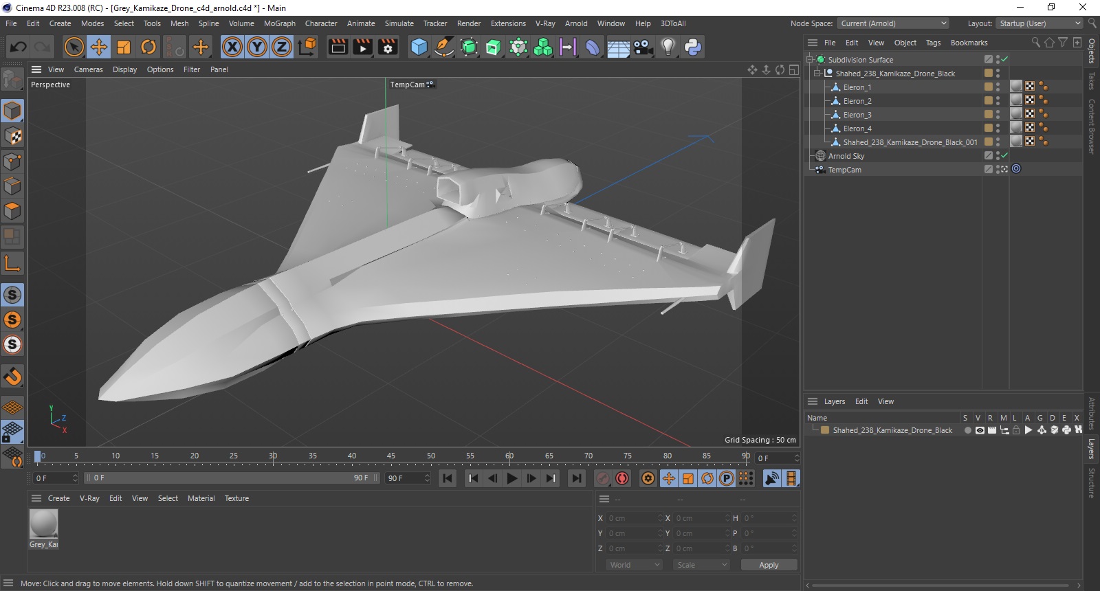 Grey Kamikaze Drone 3D model