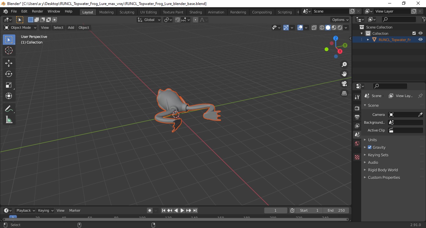 RUNCL Topwater Frog Lure 3D model