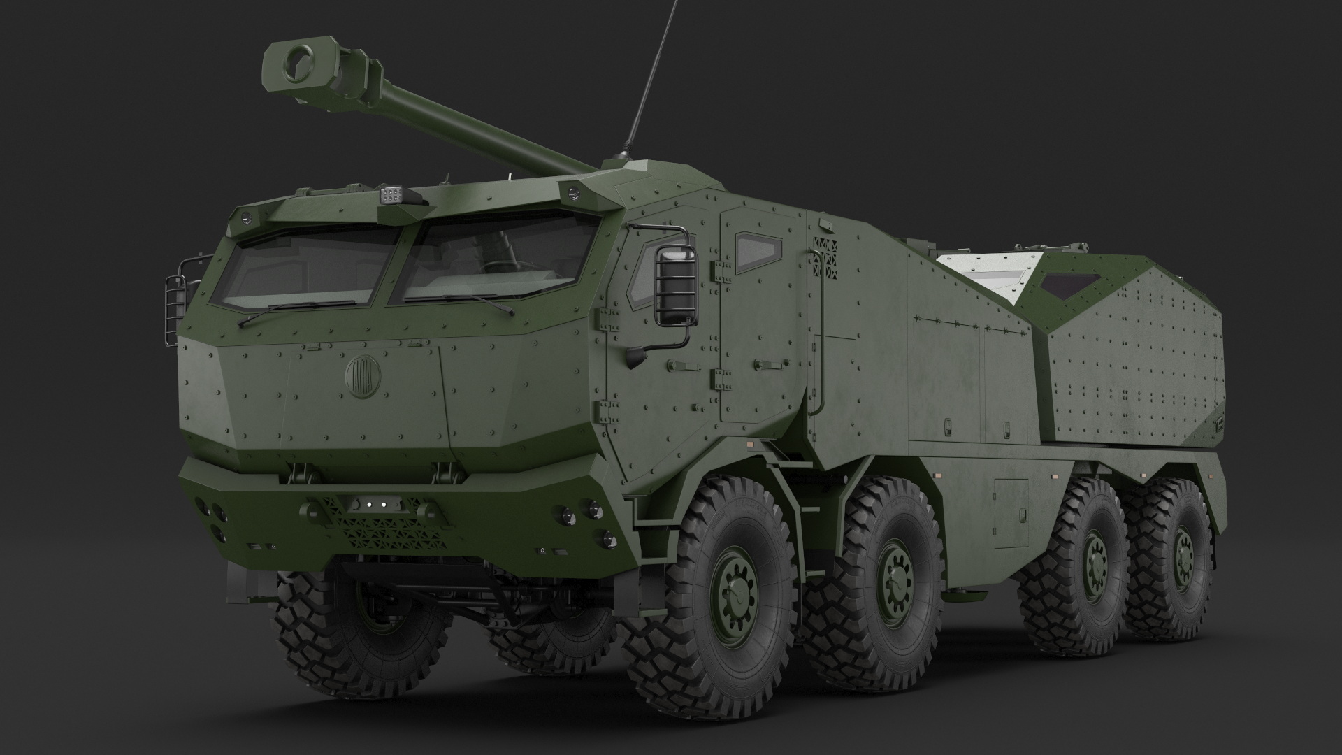 3D Military Howitzer Morana Green Rigged for Maya