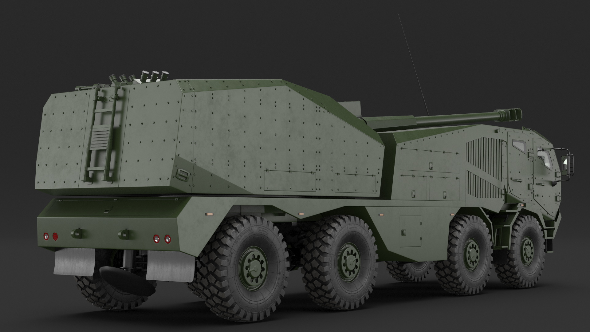 3D Military Howitzer Morana Green Rigged for Maya