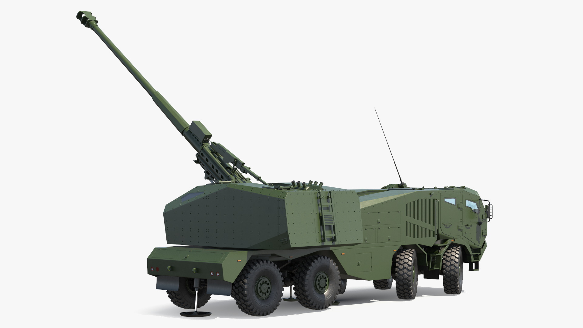 3D Military Howitzer Morana Green Rigged for Maya