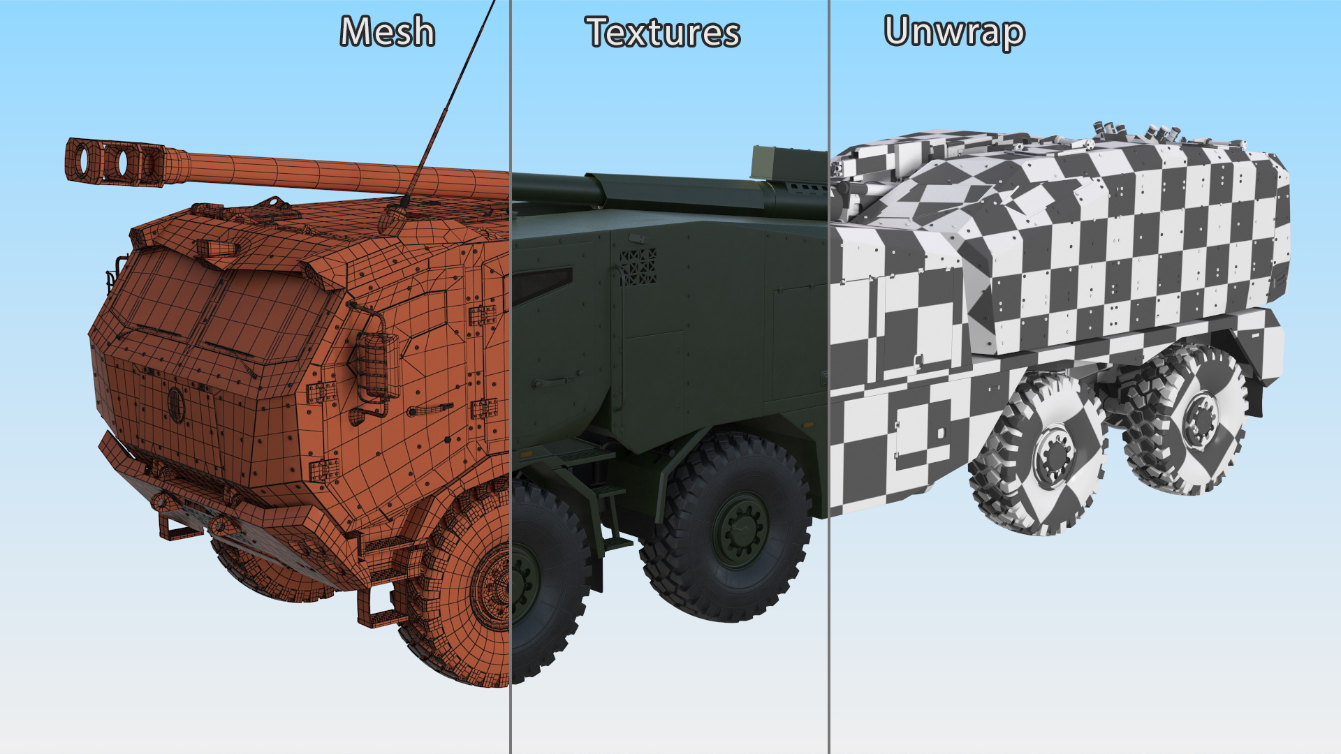 3D Military Howitzer Morana Green Rigged for Maya