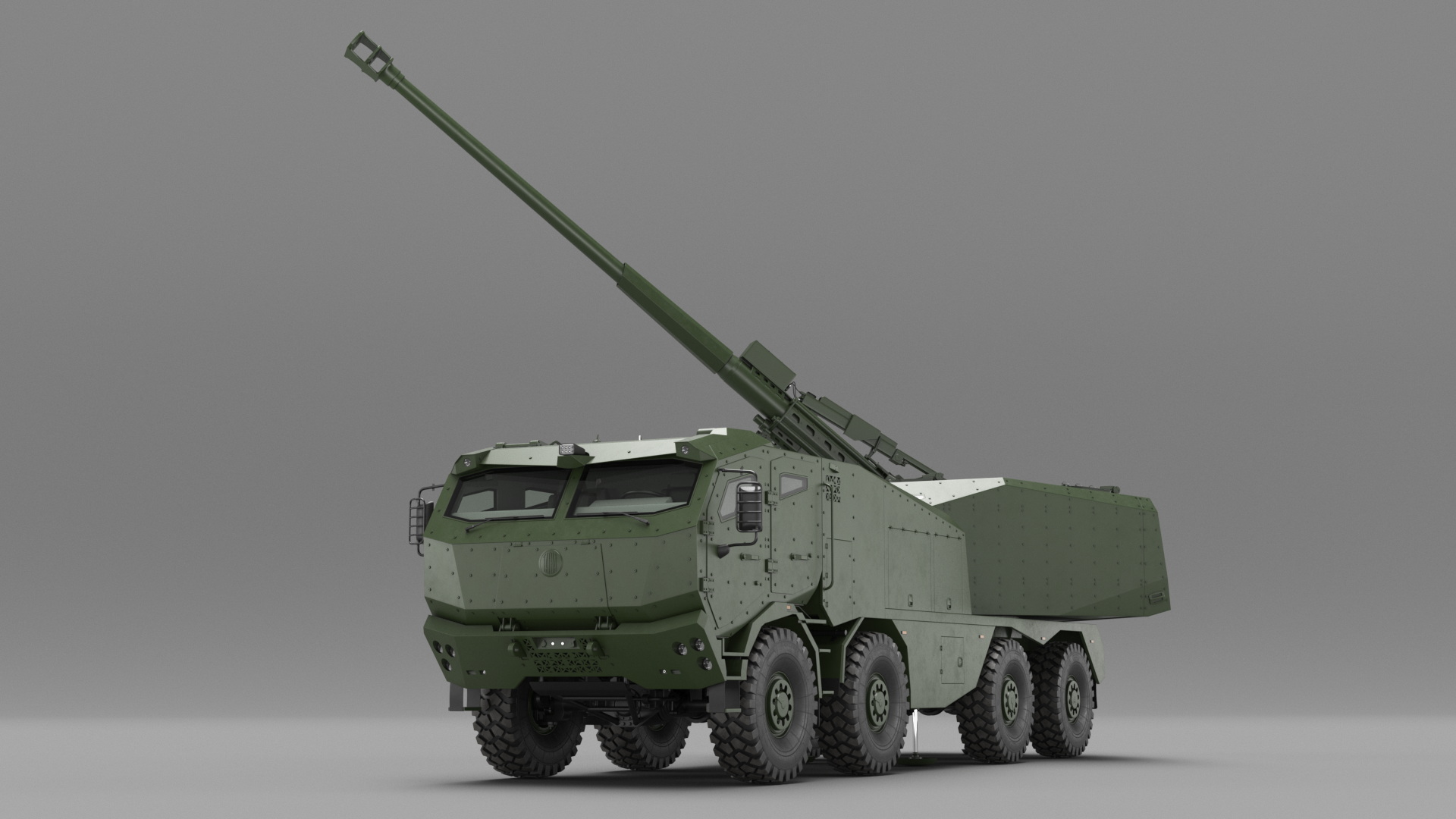 3D Military Howitzer Morana Green Rigged for Maya