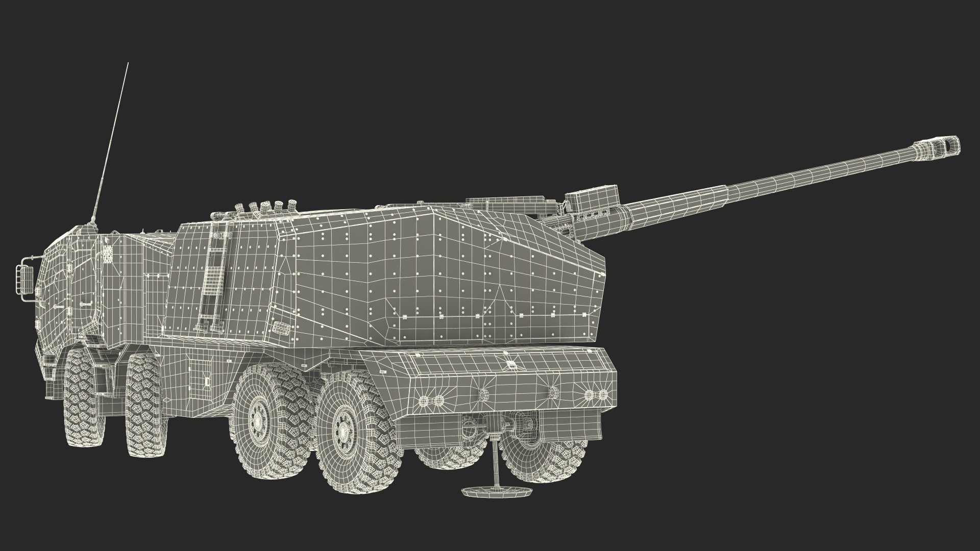 3D Military Howitzer Morana Green Rigged for Maya
