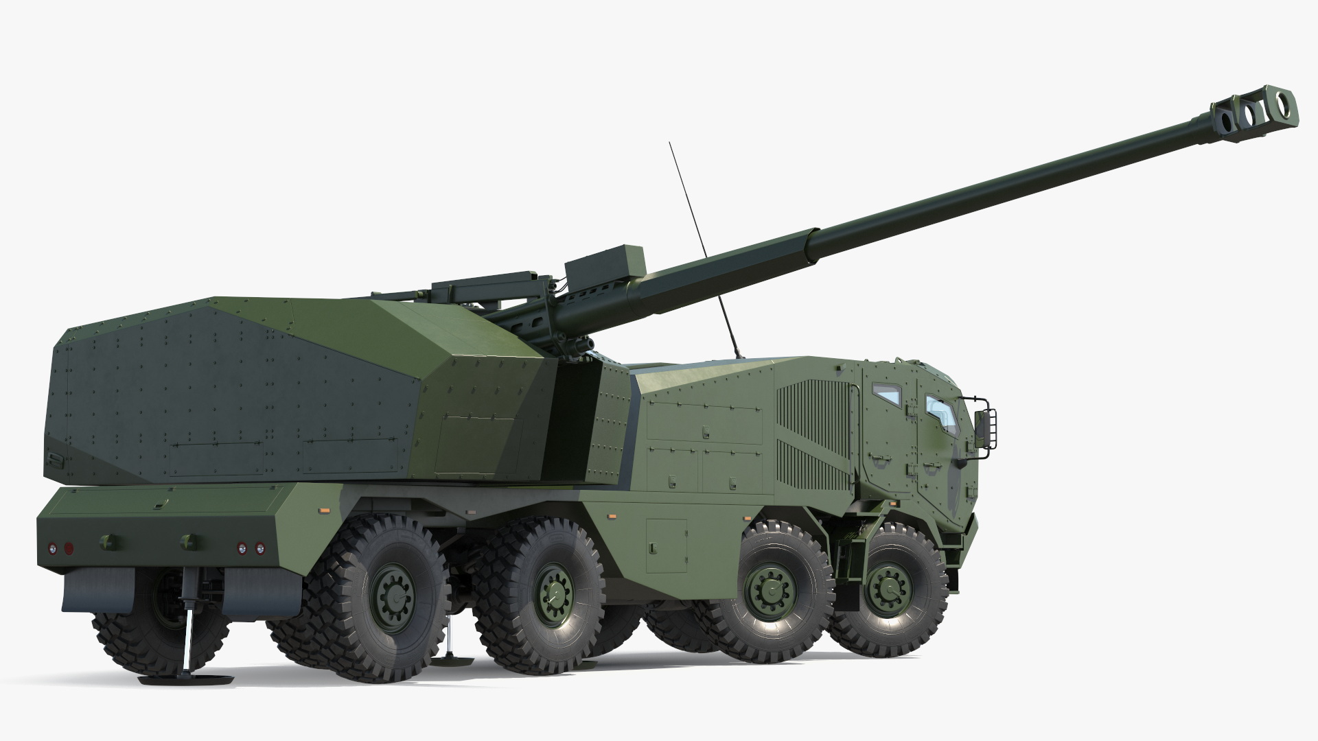 3D Military Howitzer Morana Green Rigged for Maya