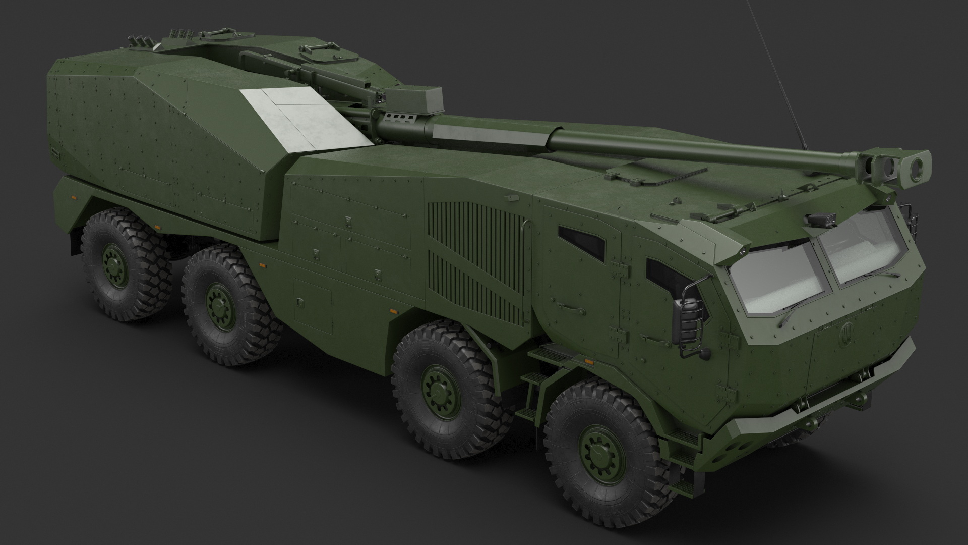 3D Military Howitzer Morana Green Rigged for Maya
