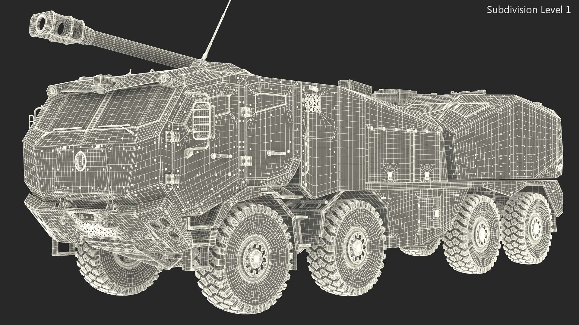 3D Military Howitzer Morana Green Rigged for Maya