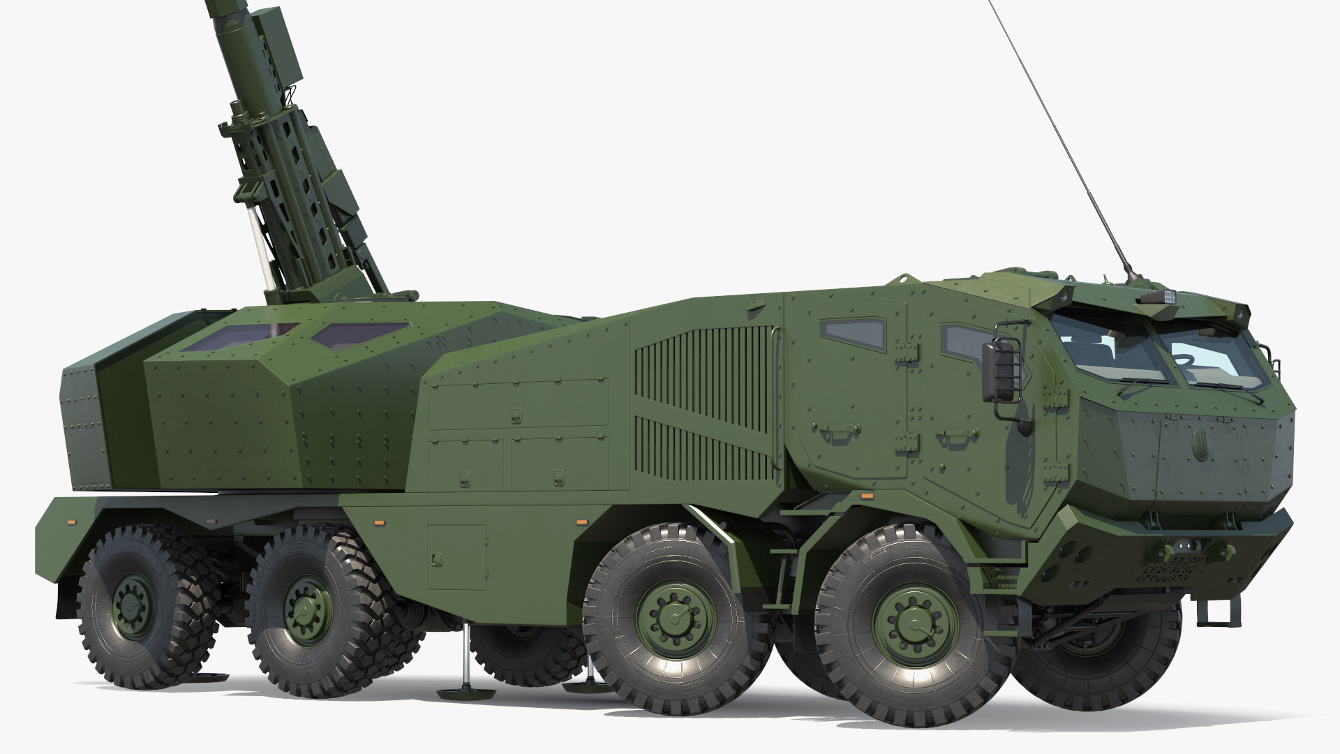 3D Military Howitzer Morana Green Rigged for Maya