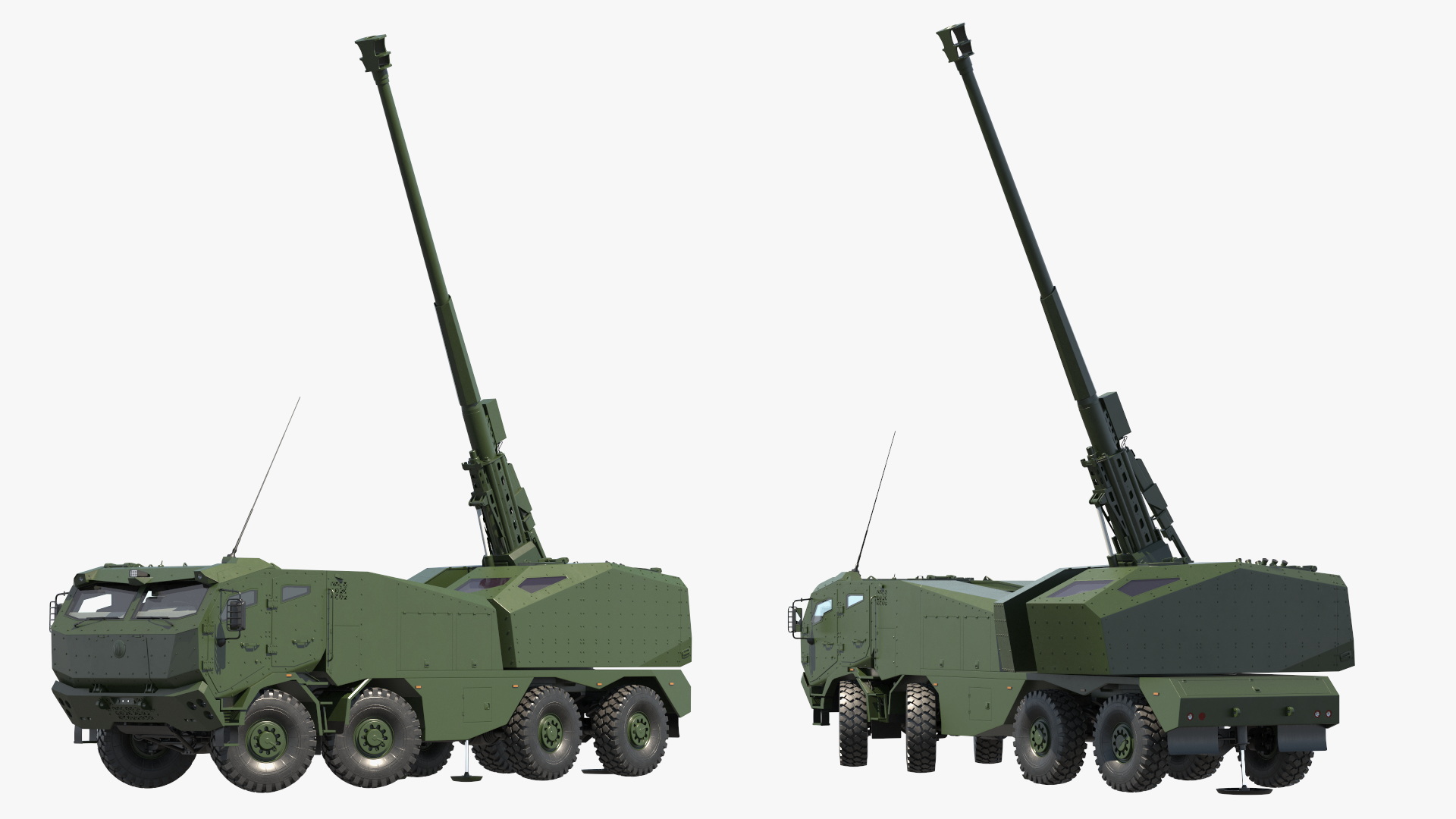 3D Military Howitzer Morana Green Rigged for Maya